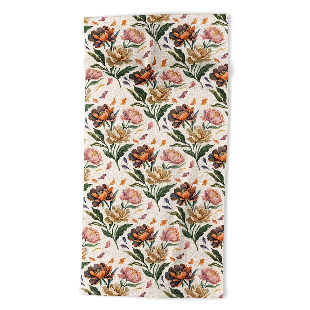 Marta Barragan Camarasa Hand Painted Peony Florals Beach Towel