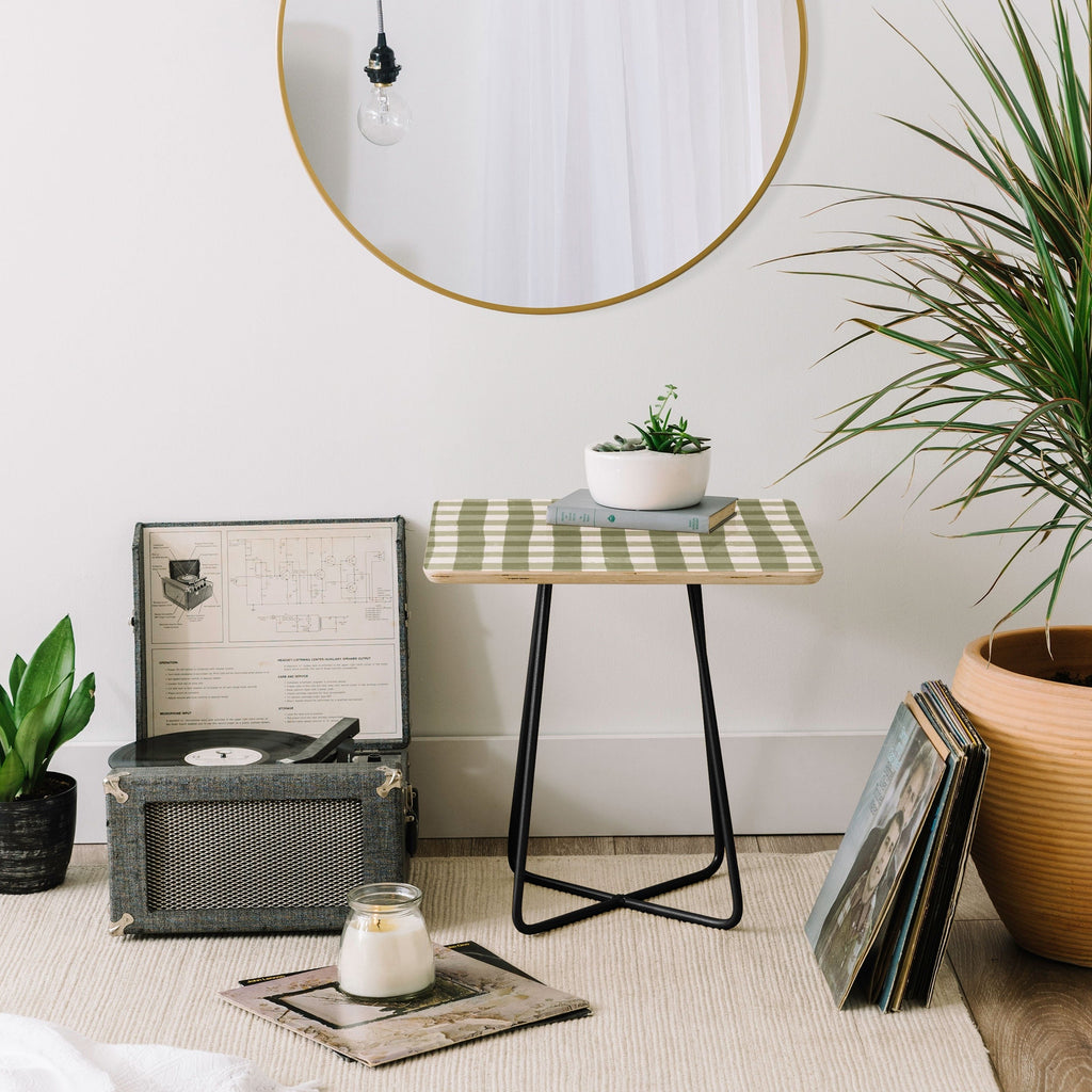Menina Lisboa Rustic Green Plaid Side Table