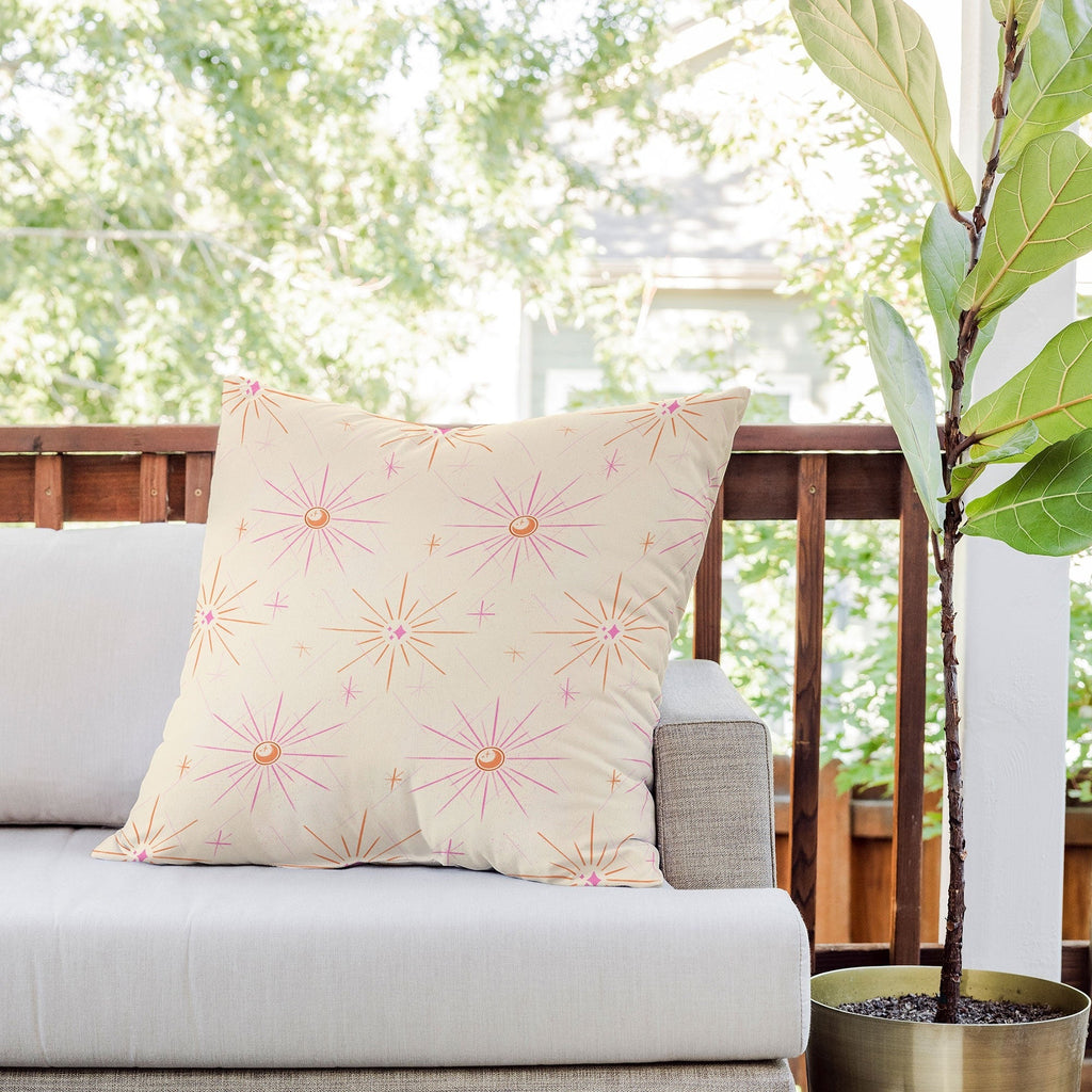 Little Om Pattern Little Moon cream Outdoor Throw Pillow