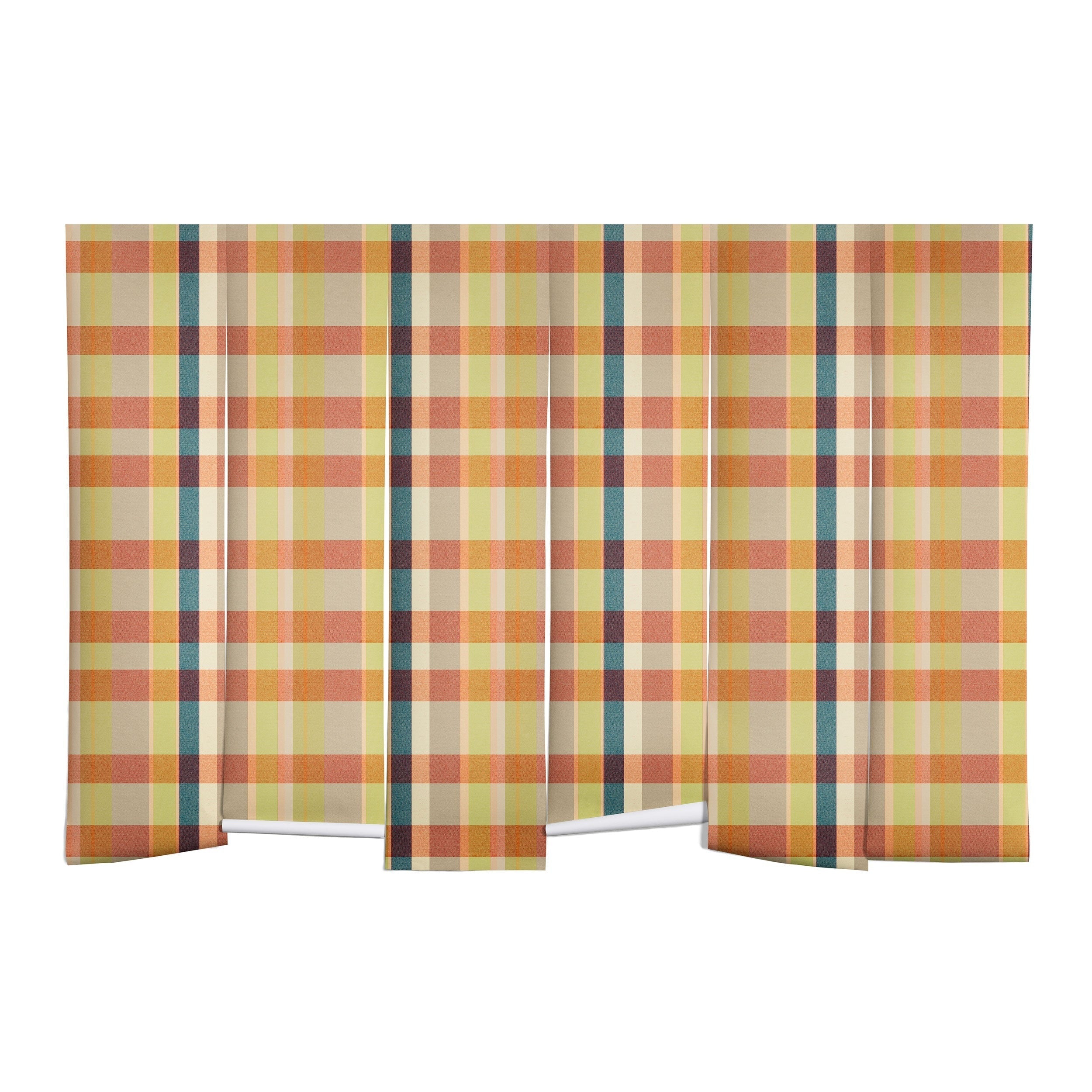 Marta Barragan Camarasa Retro Picnic Plaid Warm Tones Wall Mural
