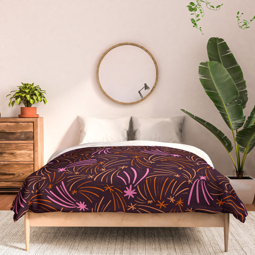 Little Om Pattern Shooting Stars plum Comforter