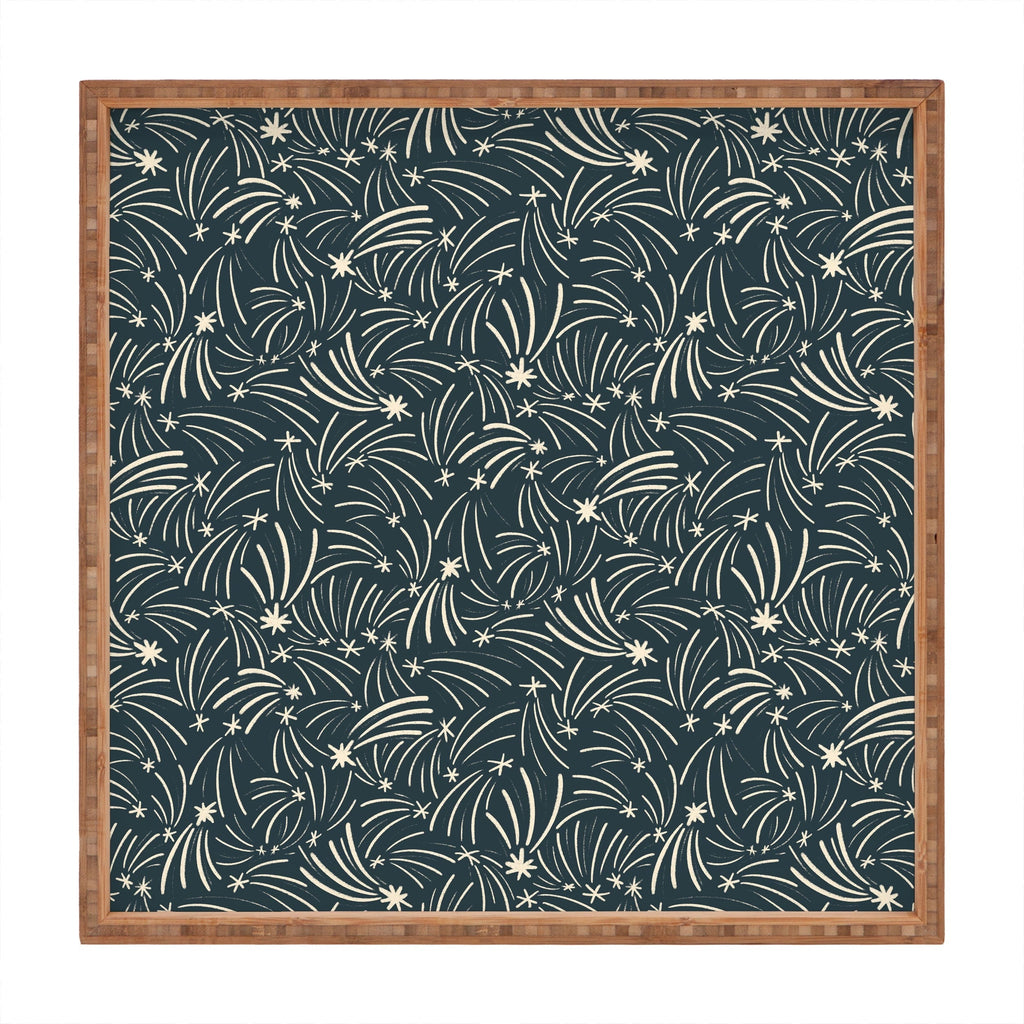Little Om Pattern Shooting Stars blue Square Tray