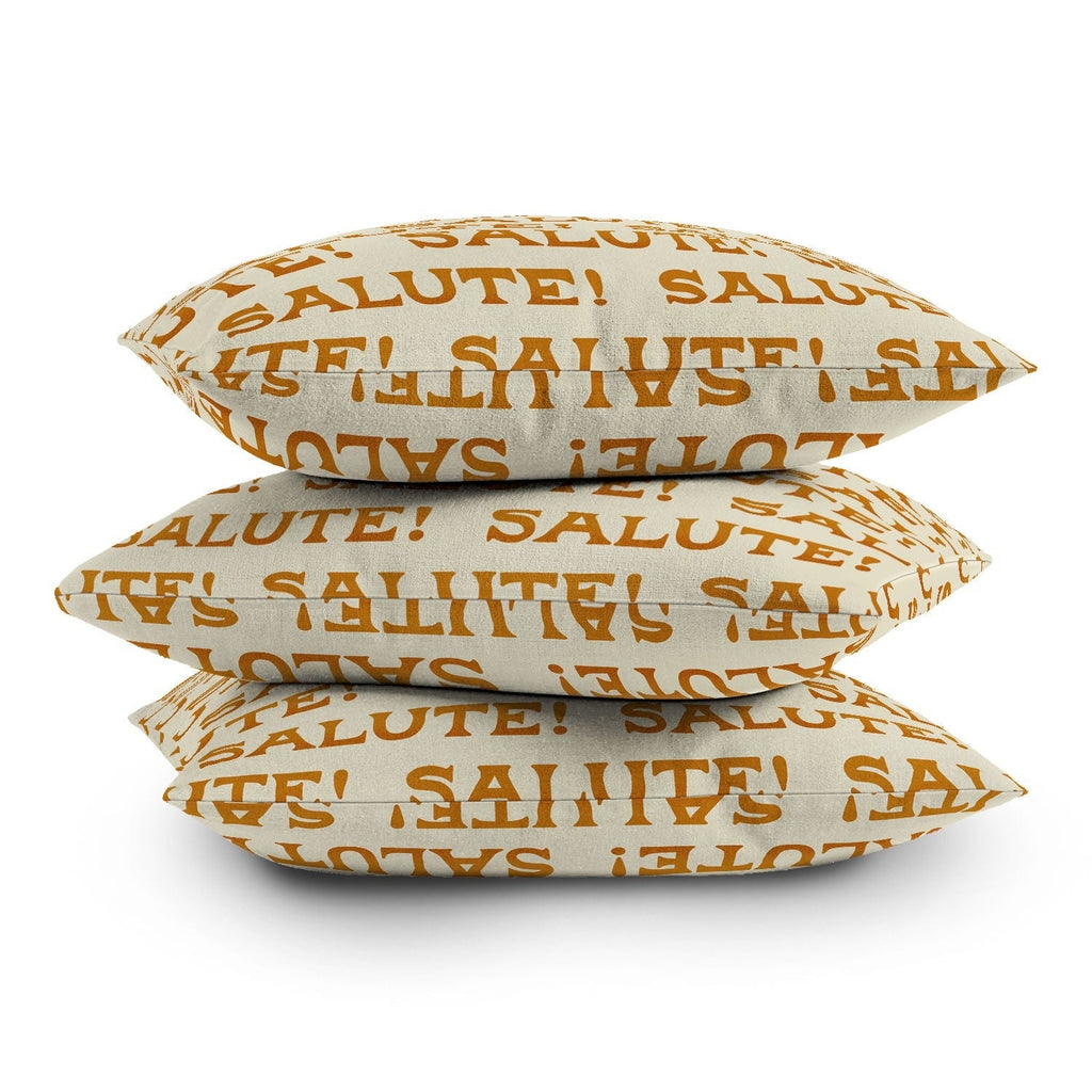 Jessica Molina Salute Gold Pattern on Cream Outdoor Throw Pillow