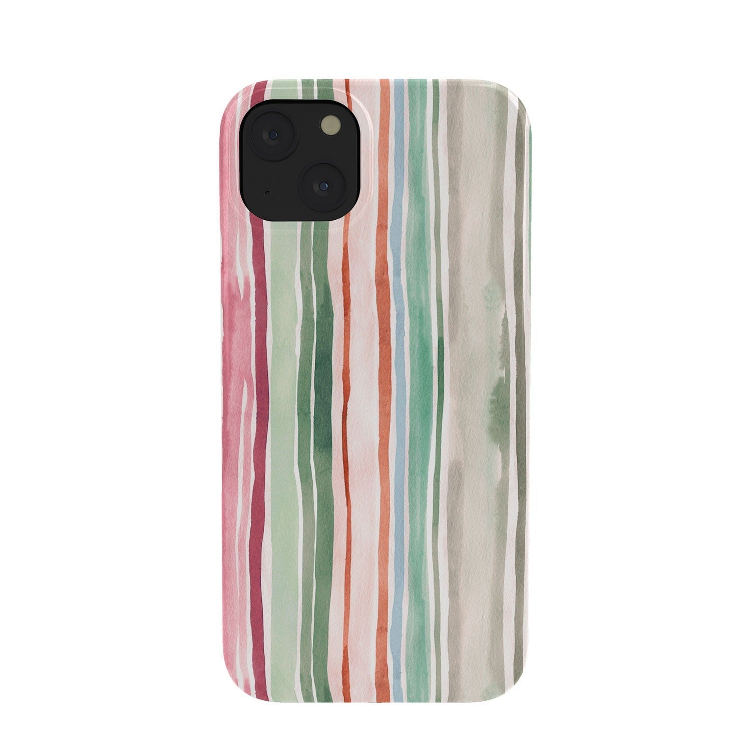 Ninola Design Botanic Retreat Watercolor Stripes Green Orange Red Phone Case