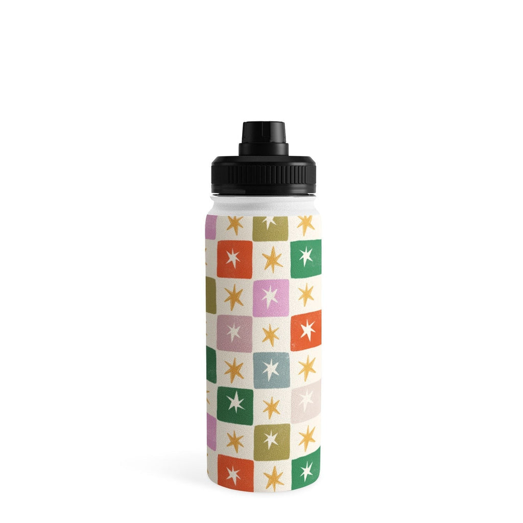 LouBruzzoni Retro Star Block Pattern Water Bottle