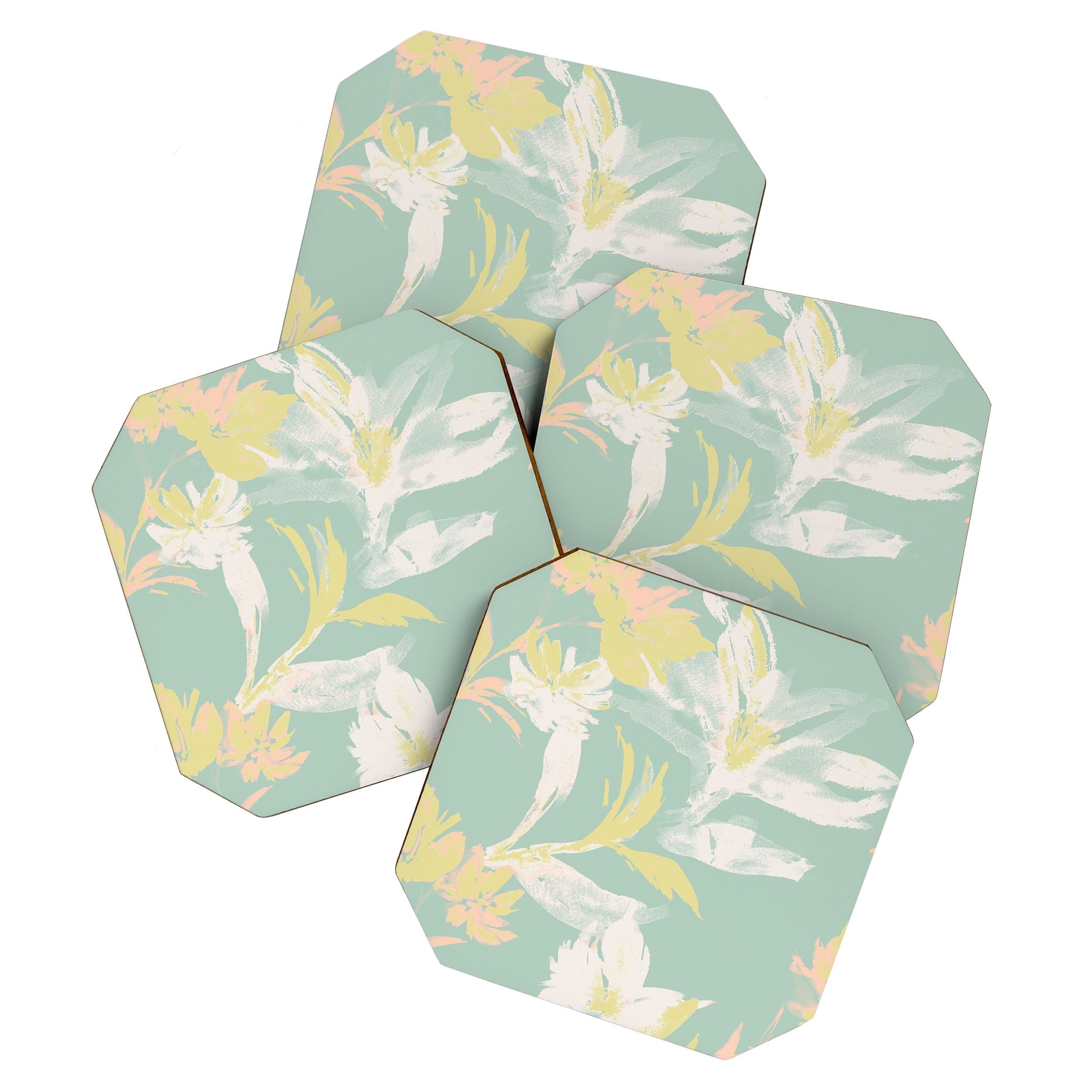Gabriela Fuente Emma Floral Mint Coaster Set