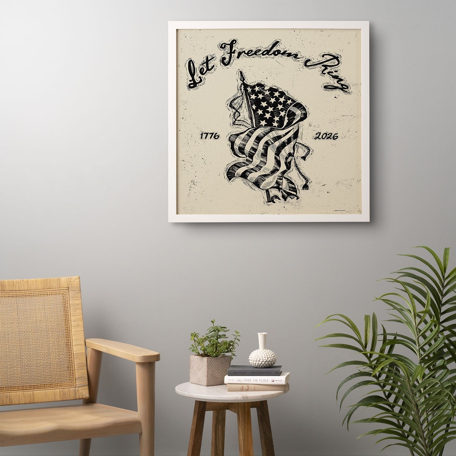 DENY Designs Let Freedom Ring Block Framed Wall Art