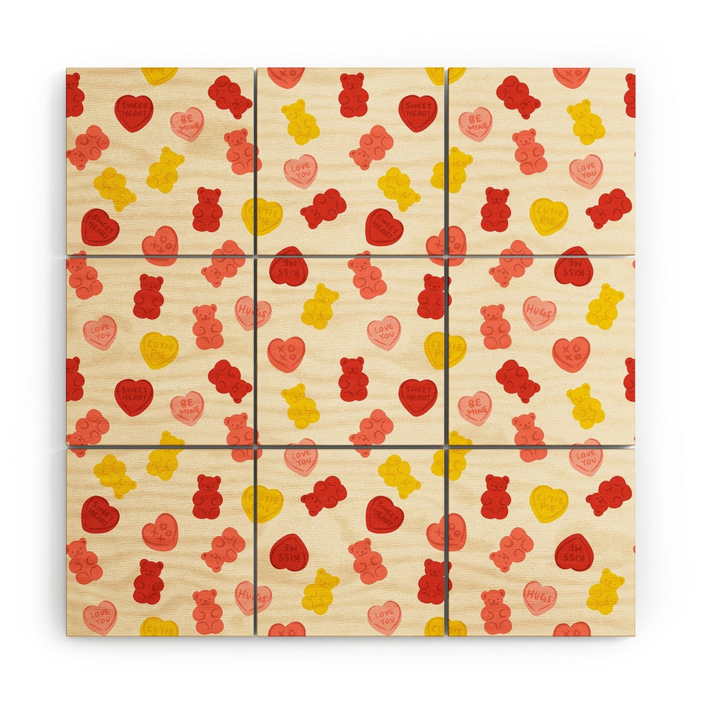 Design by Spark Gummy Bears and Candy Hearts Valentines Wood Wall Mural