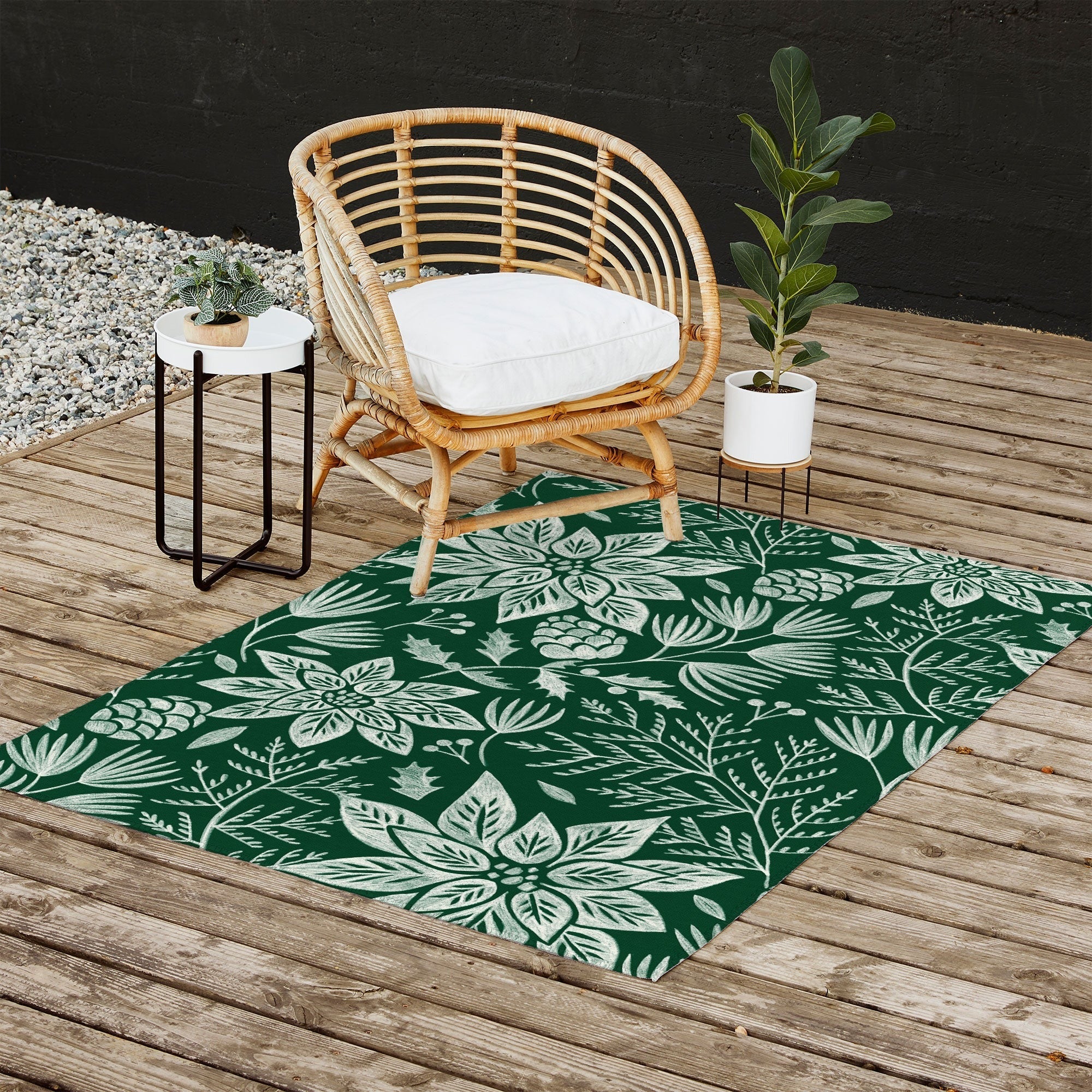 Pimlada Phuapradit Christmas Poinsettia Outdoor Rug