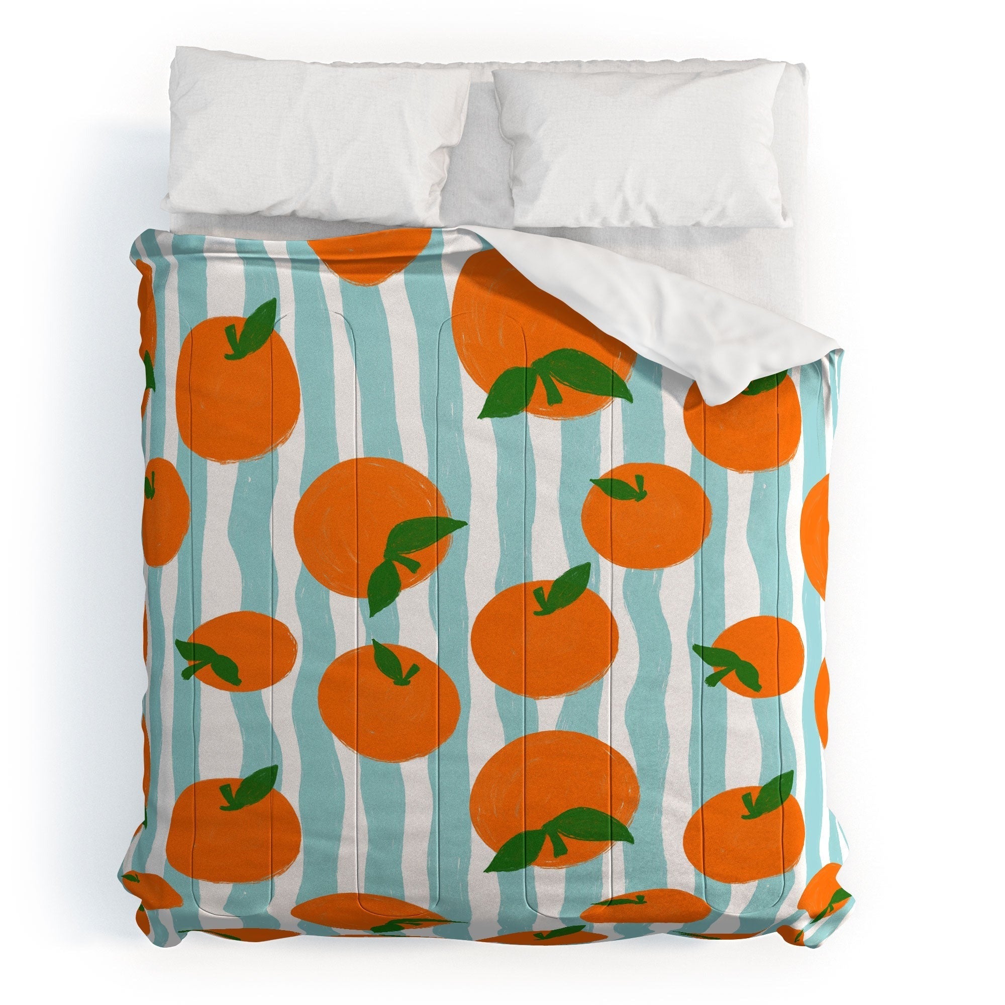 Design by Spark Zesty Oranges and Stripes Comforter