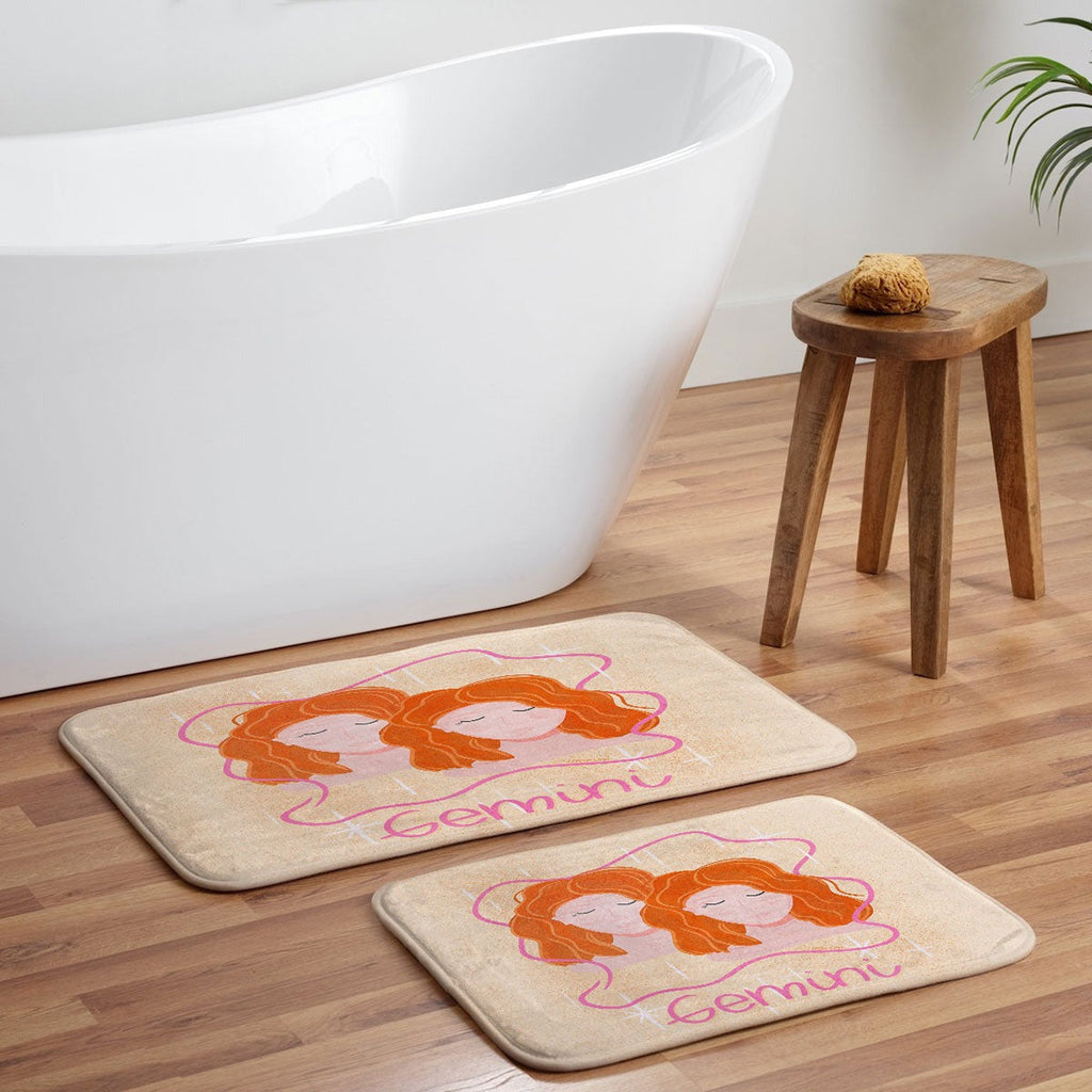 Little Om Zodiac Signs Gemini Memory Foam Bath Mat