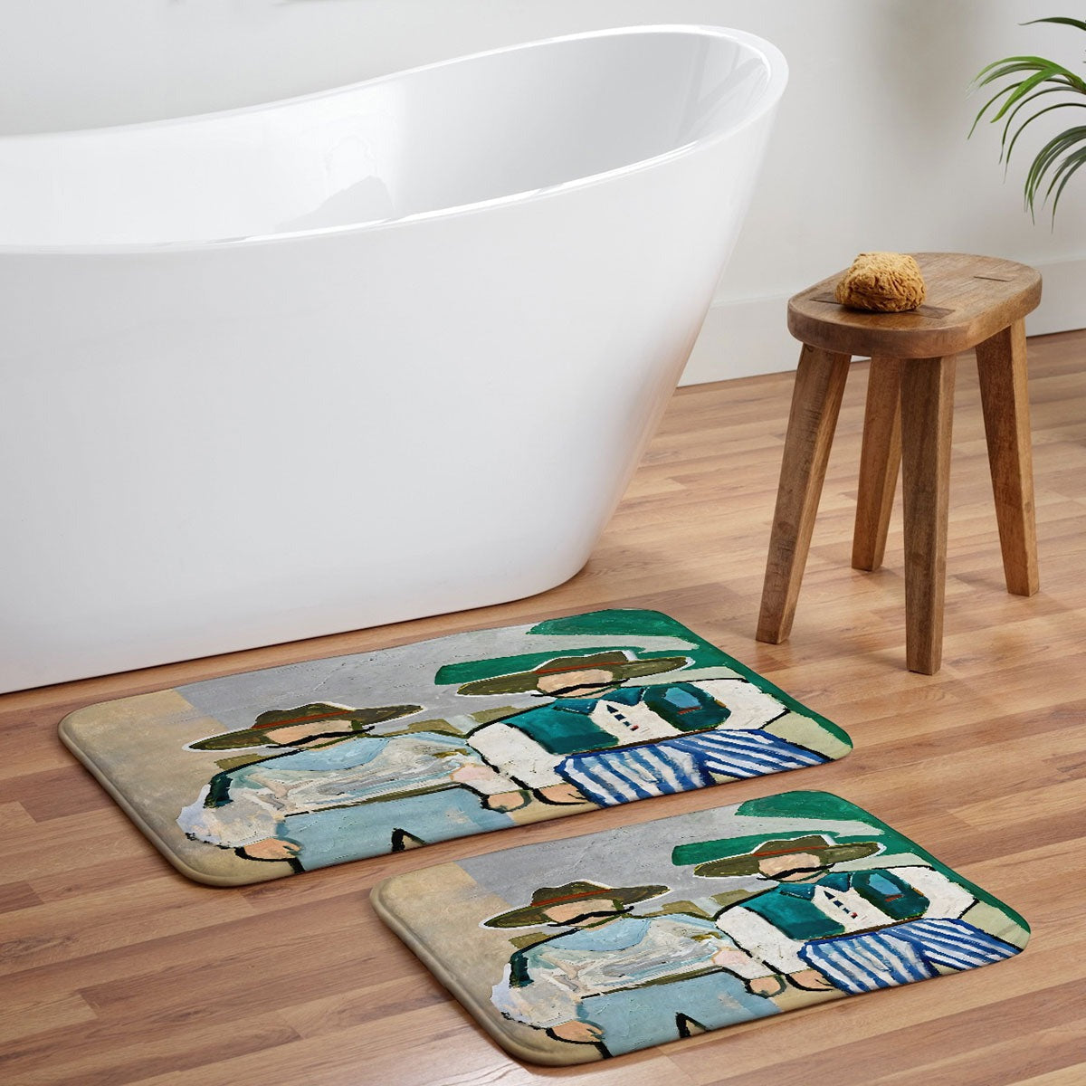 83 Oranges Side By Side Cowboy Edition Memory Foam Bath Mat