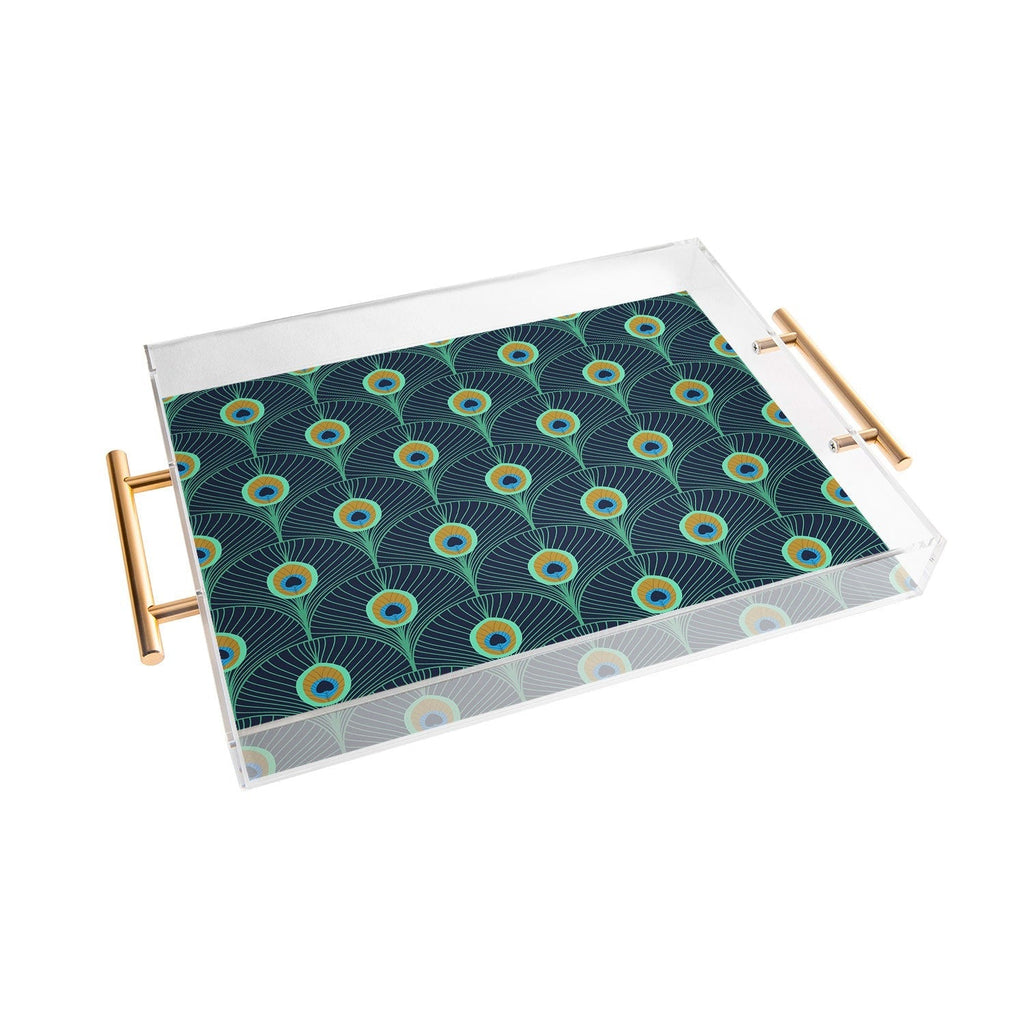 Design by Spark Peacock Deco Feathers Acrylic Tray