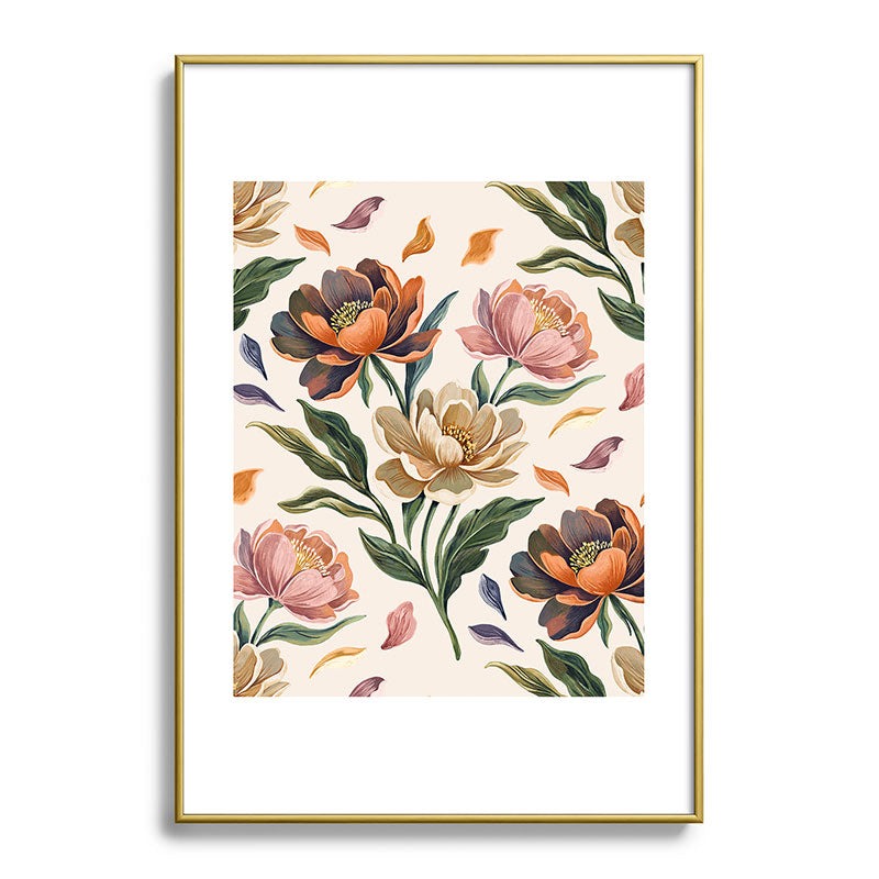 Marta Barragan Camarasa Hand Painted Peony Florals Metal Framed Art Print