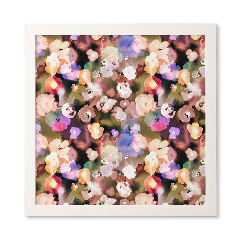 Ninola Design Botanic Retreat Ombre Abstract Watercolor Flowers Pink gold Framed Wall Art