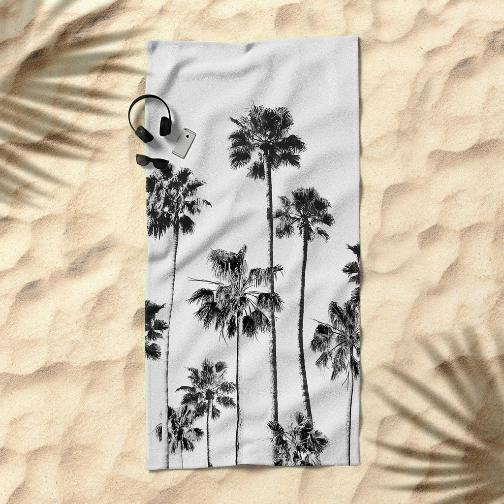 Gal Design Black And White Palms Beach Towel