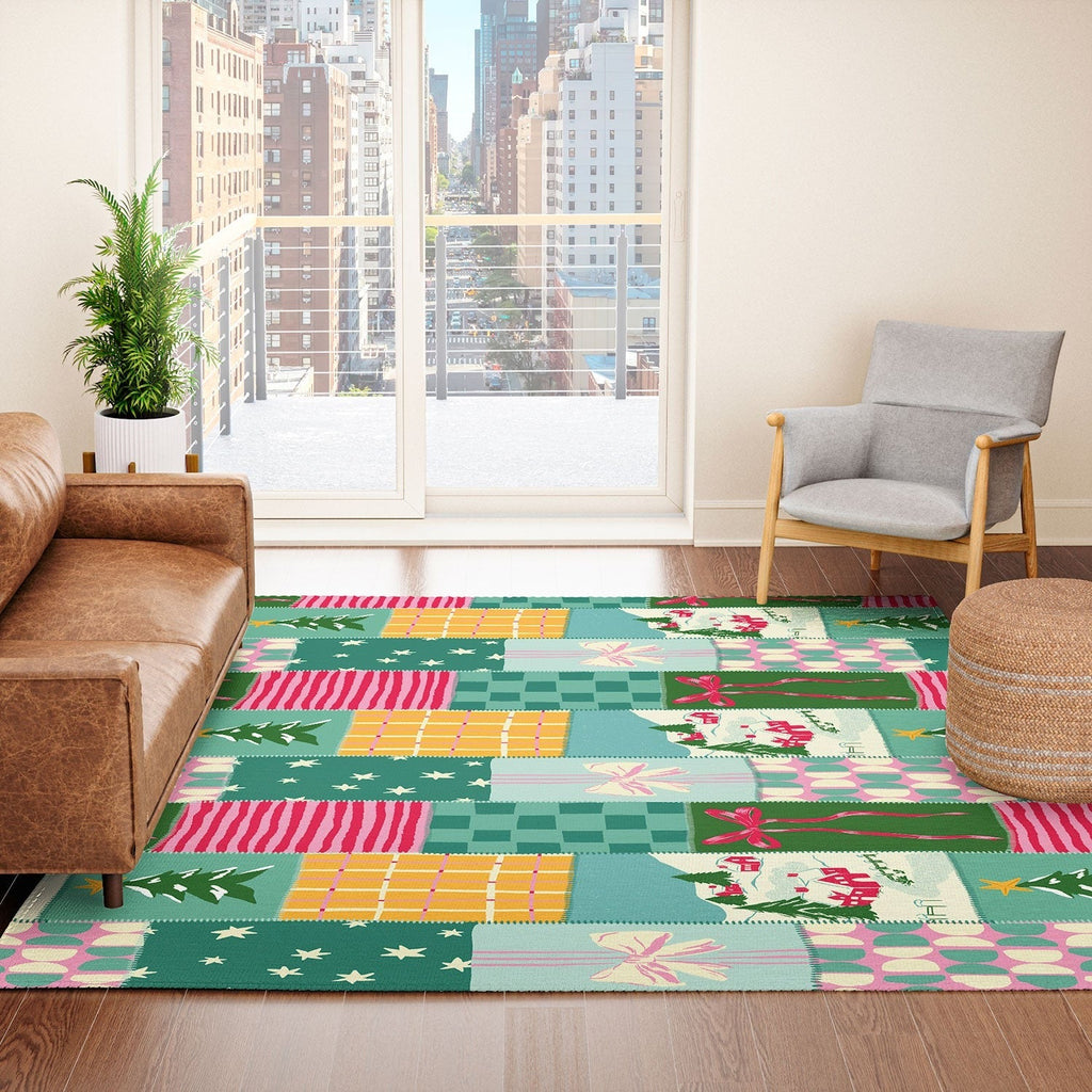 LouBruzzoni Cozy Christmas Patchwork Area Rug