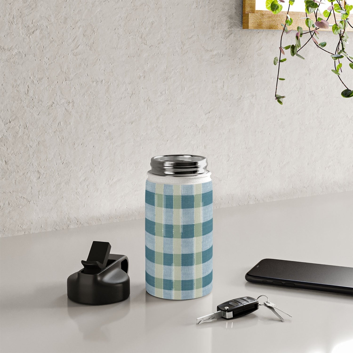 Marta Barragan Camarasa Country Style Checks Water Bottle