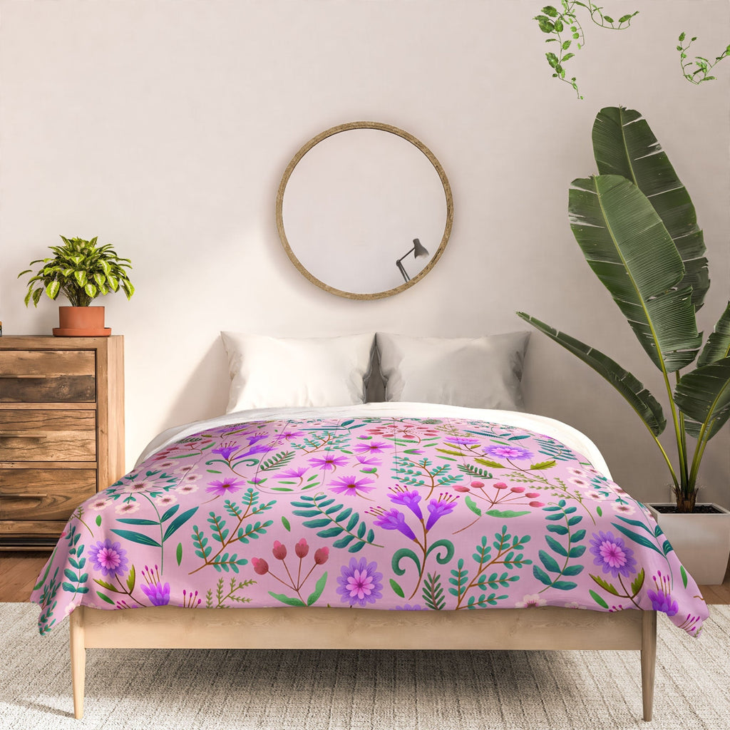 Pimlada Phuapradit Ditsy Purple Floral Half Drop Comforter