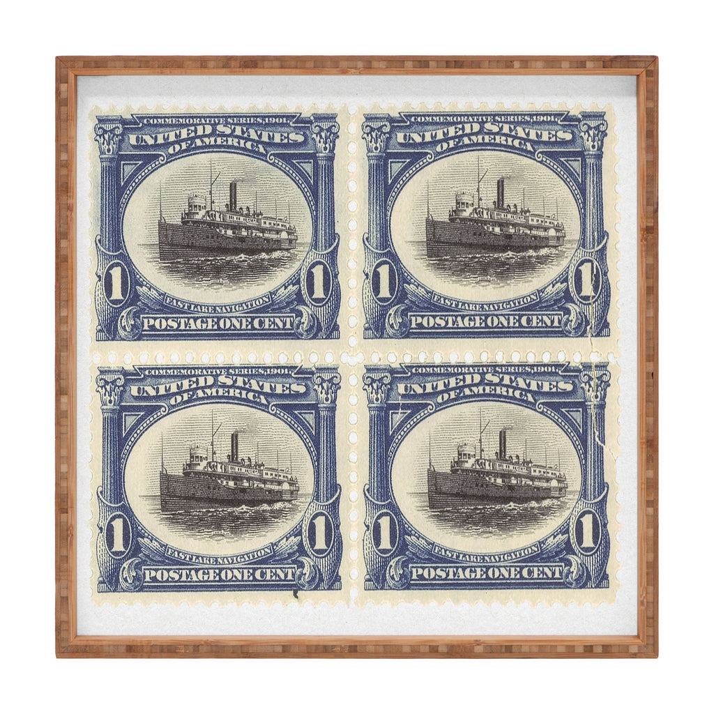 DENY Designs 1901 1c Fast Lake Navigation Stamps Square Tray