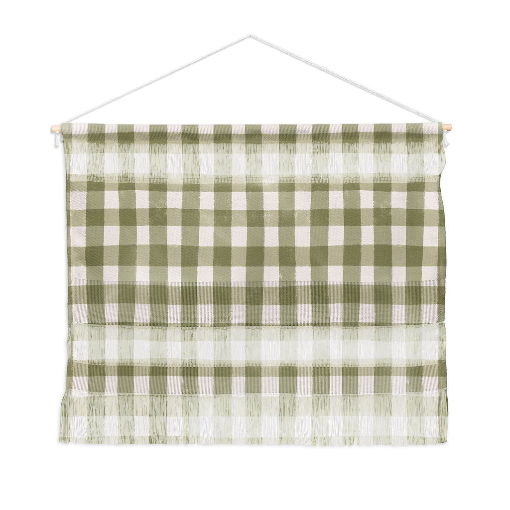 Menina Lisboa Rustic Green Plaid Wall Hanging Landscape