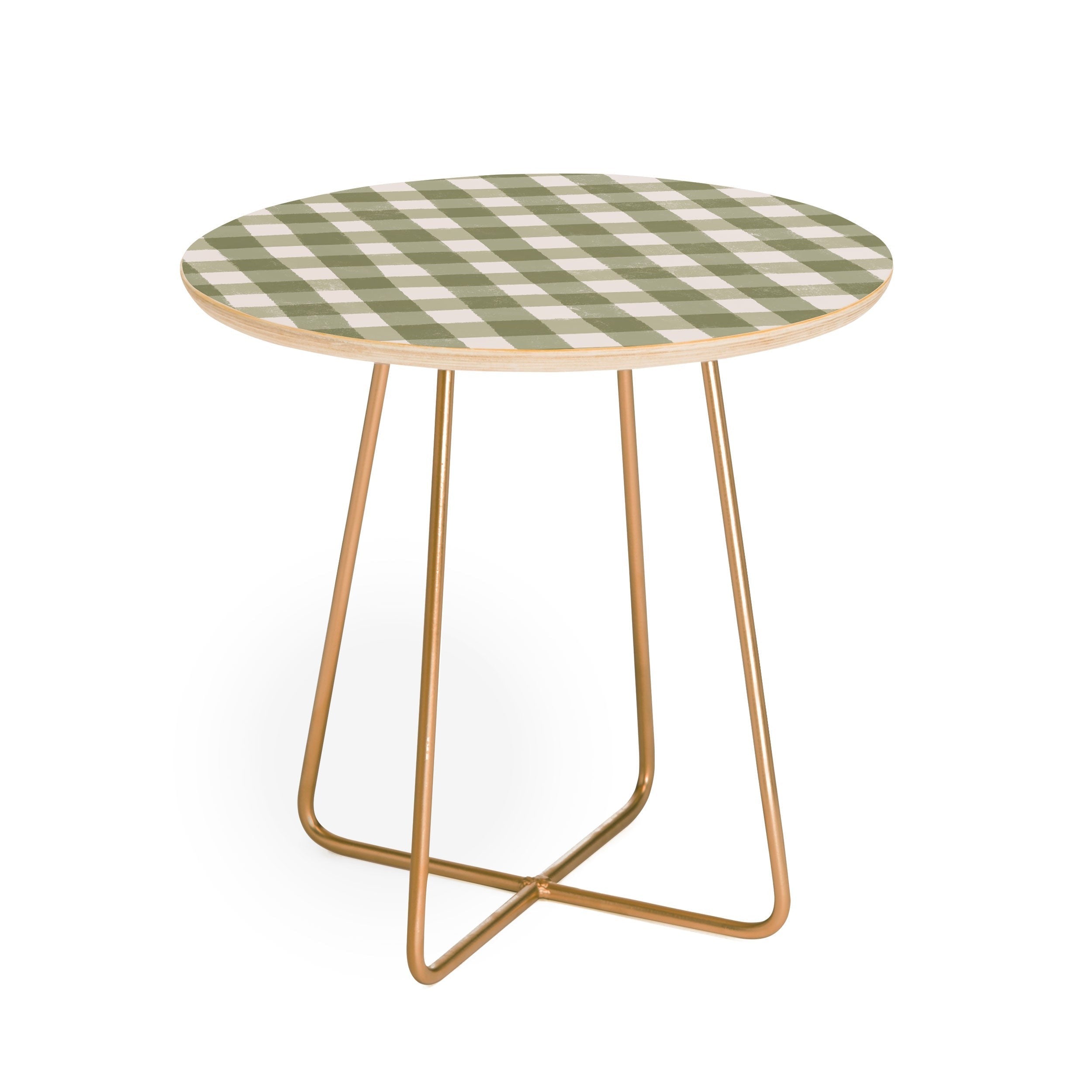 Menina Lisboa Rustic Green Plaid Round Side Table