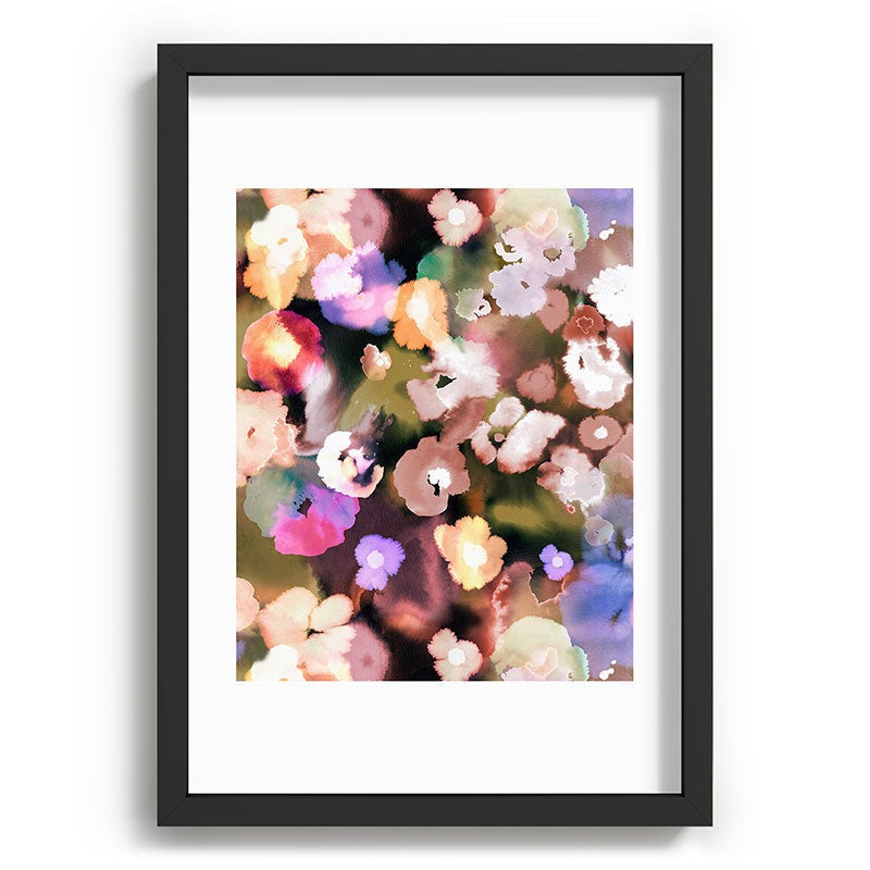 Ninola Design Botanic Retreat Ombre Abstract Watercolor Flowers Pink gold Recessed Framing Rectangle
