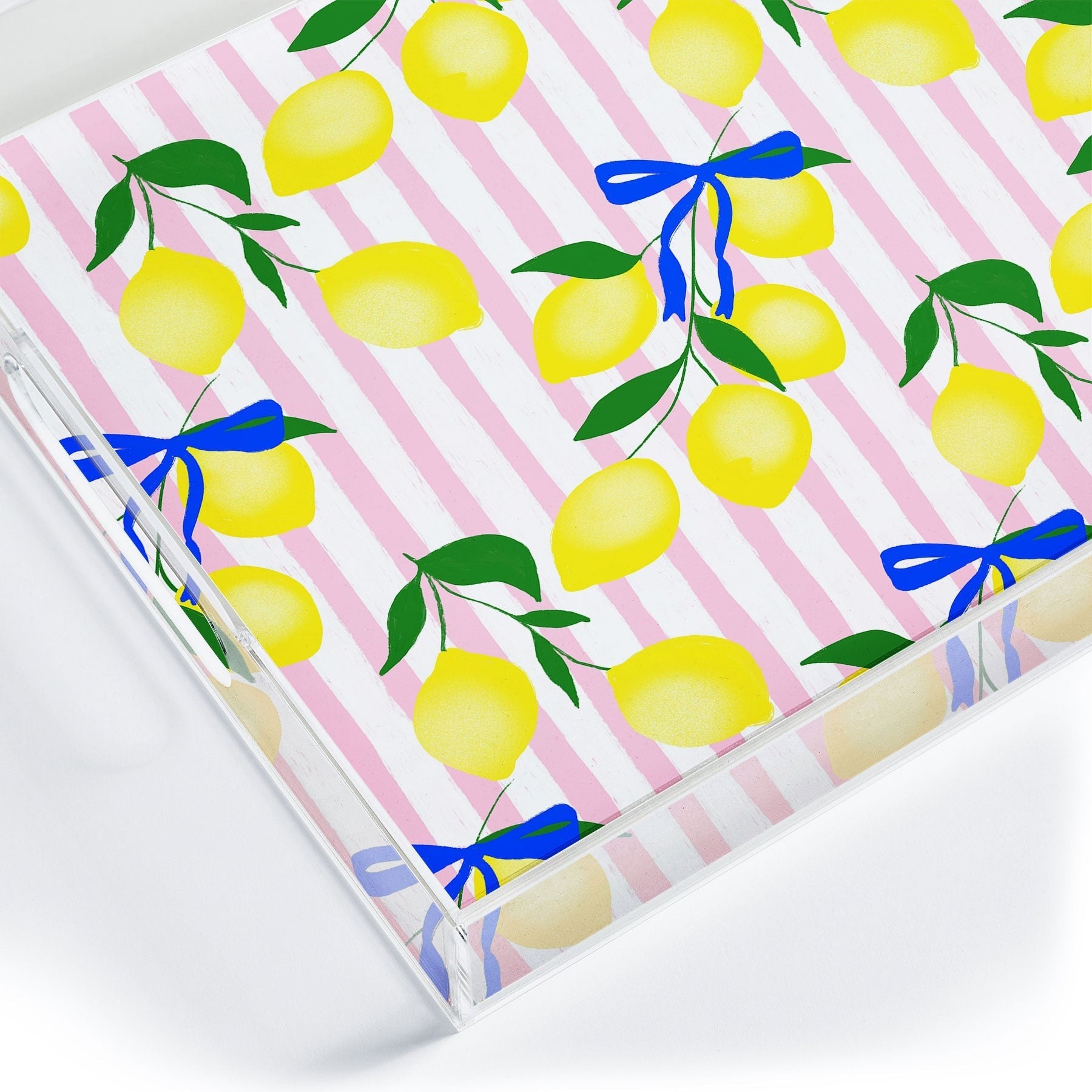 Design by Spark Zesty Lemons and Stripes Acrylic Tray