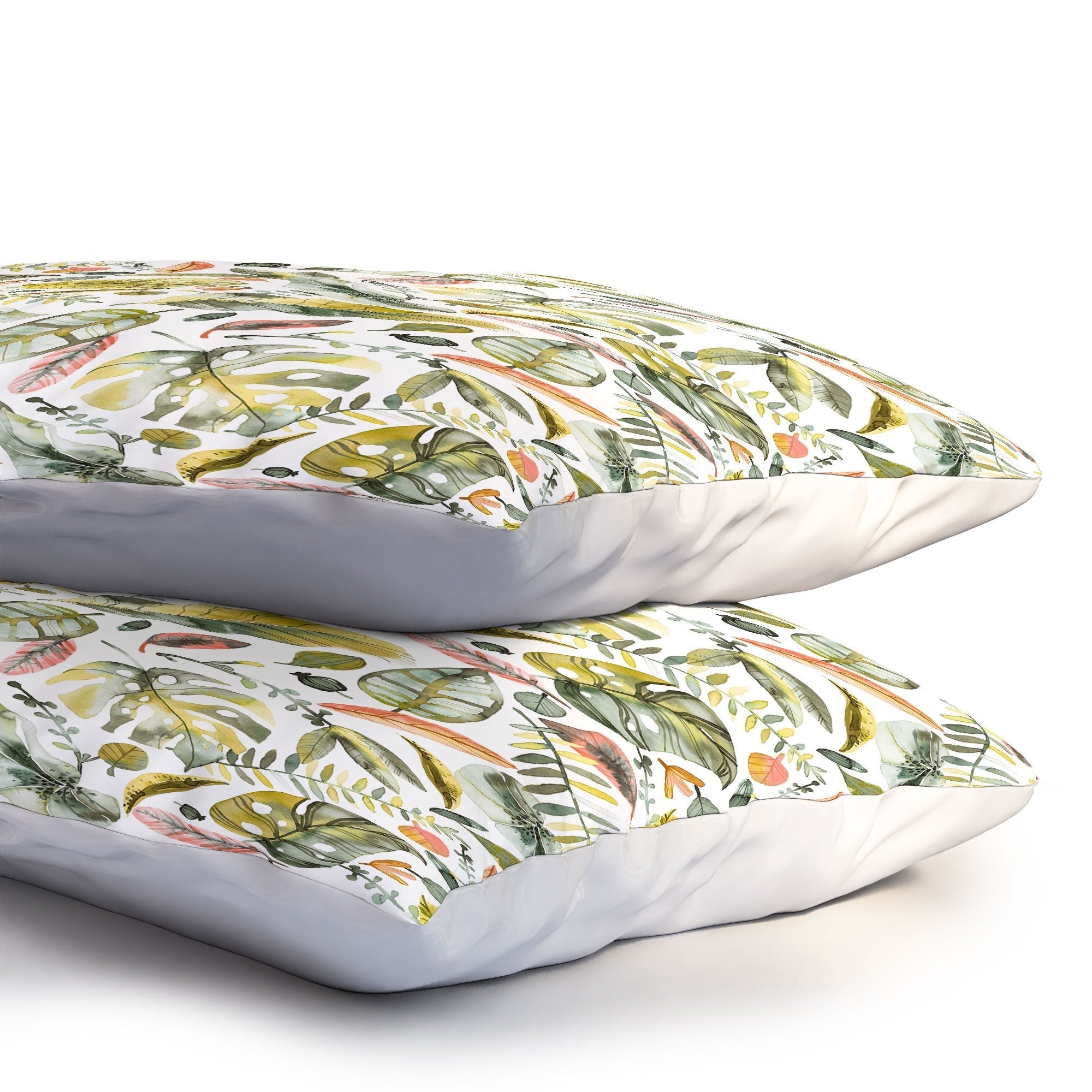 Ninola Design Botanic Retreat Tropical Jungle Leaves Botanical Green Orange Pillow Shams