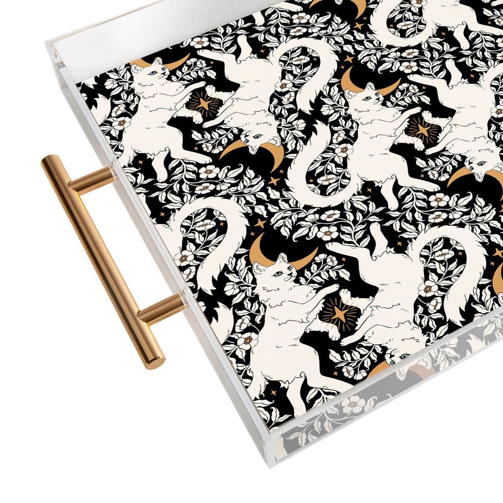 Avenie Celestial Cats Gold Acrylic Tray