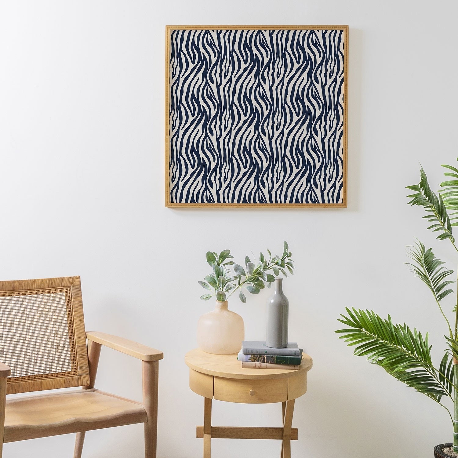 Avenie BR Navy Tiger Stripes Framed Wall Art