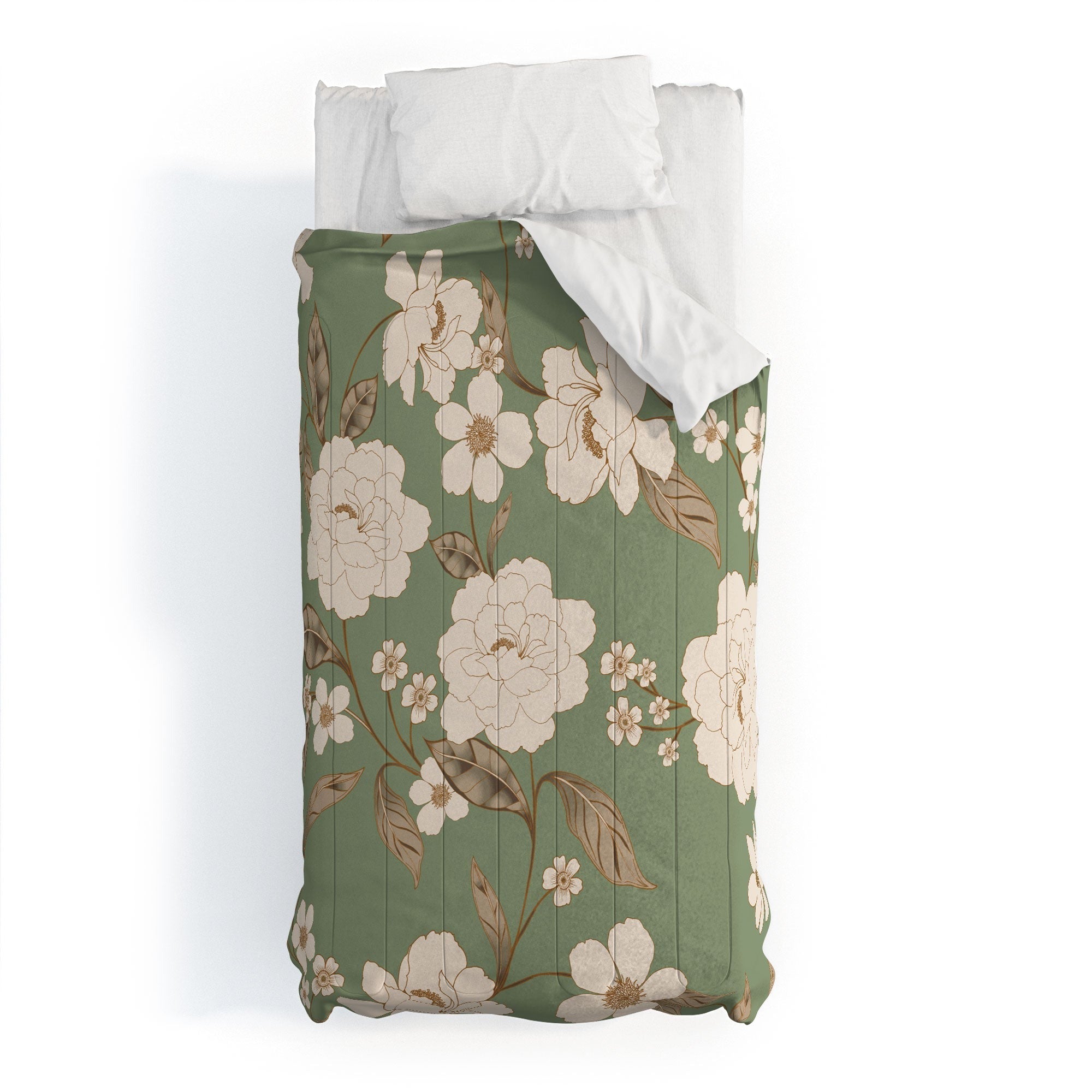 Gabriela Fuente Olive Floral Roberta Comforter