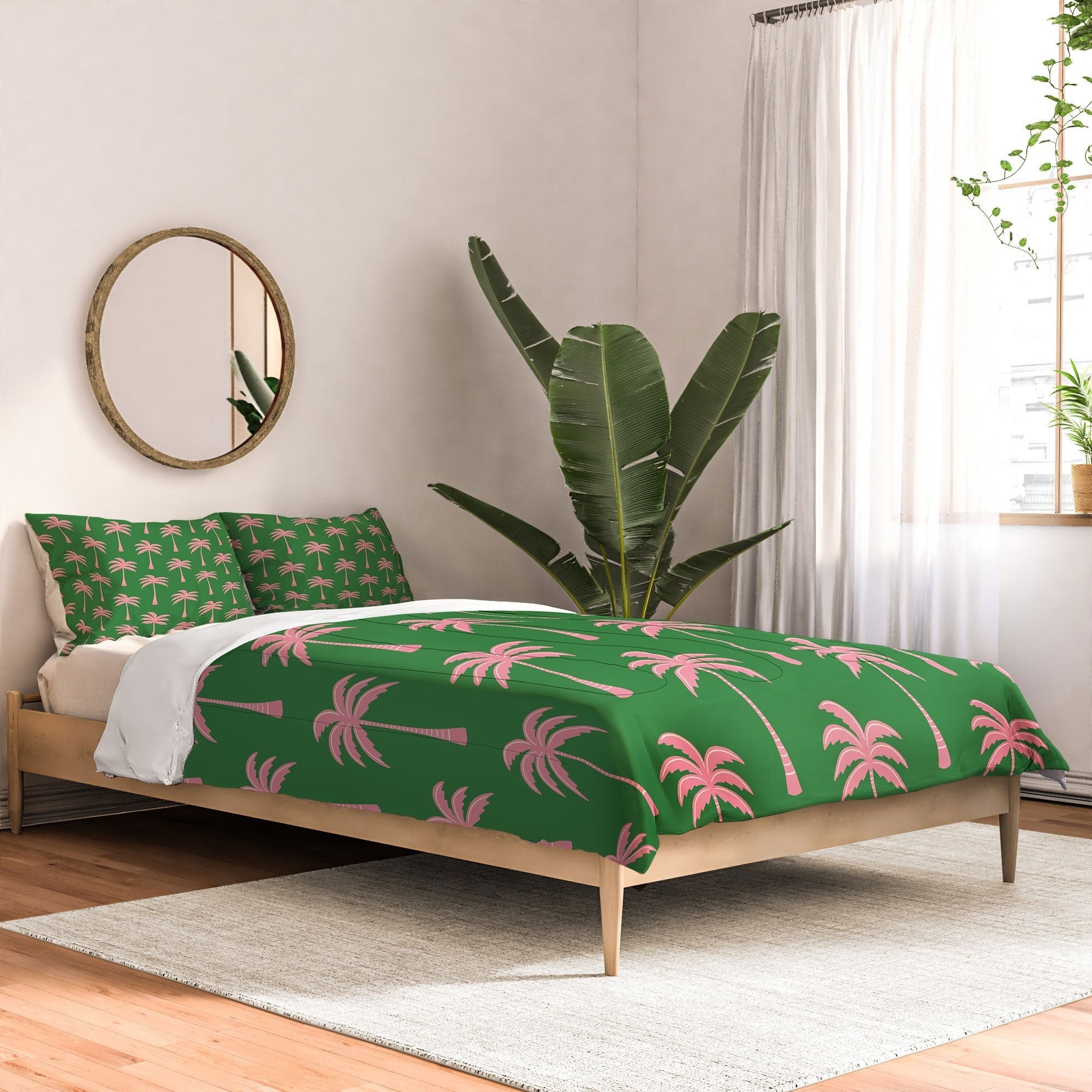 Design by Spark Pink Palm Tree Oasis Comforter