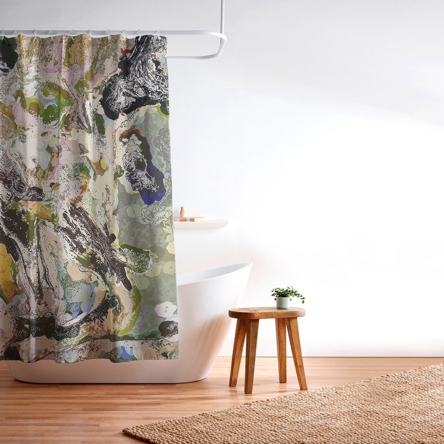83 Oranges Echoes Beneath the Surface Shower Curtain