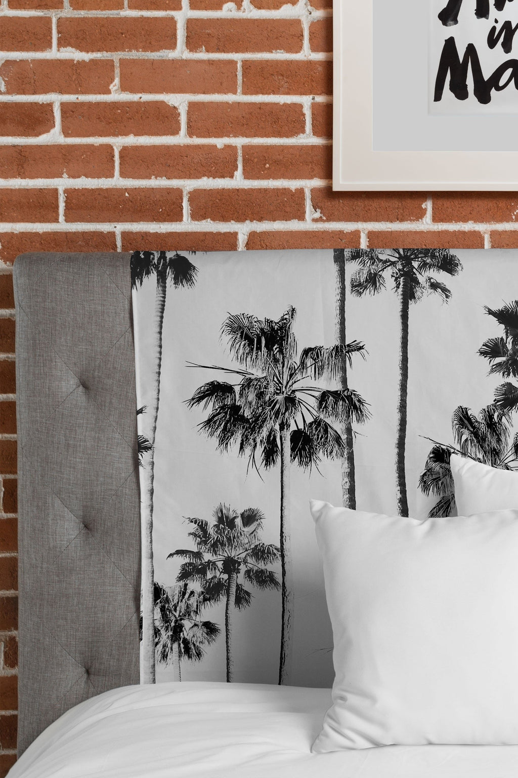 Gal Design Black And White Palms Tapestry