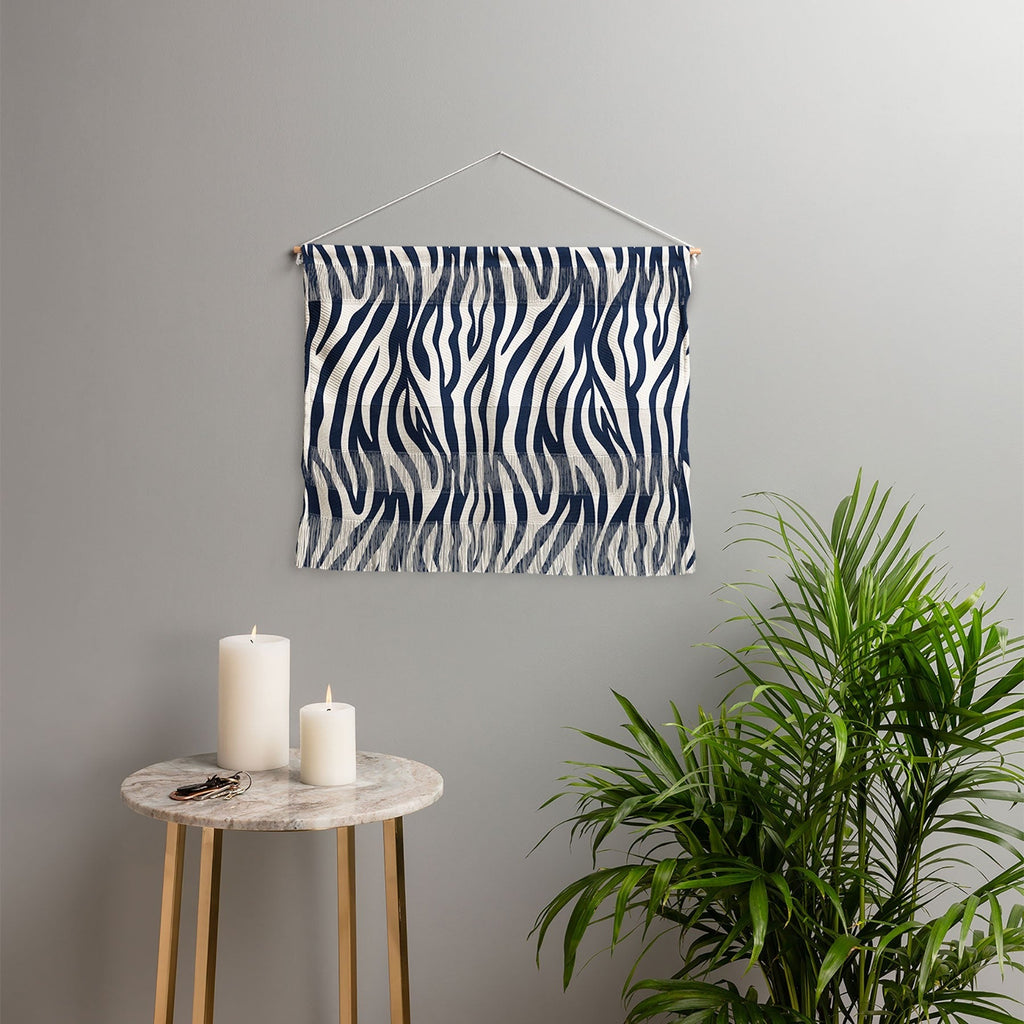 Avenie BR Navy Tiger Stripes Wall Hanging Landscape