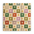 LouBruzzoni Retro Star Block Pattern Wood Wall Mural