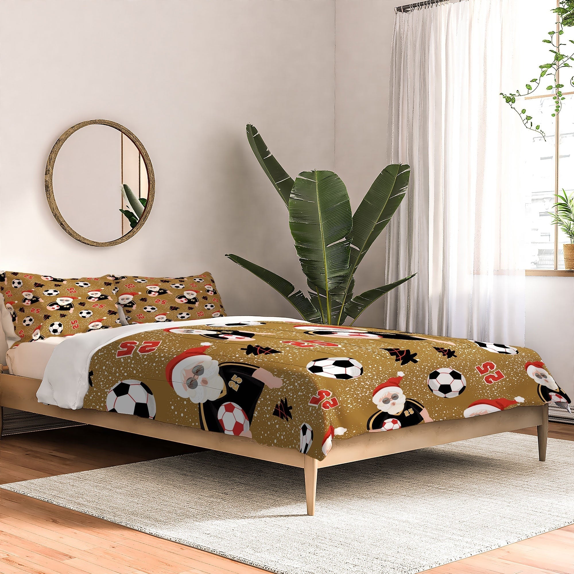 Design by Spark Sporty Soccer Santa Holiday Comforter