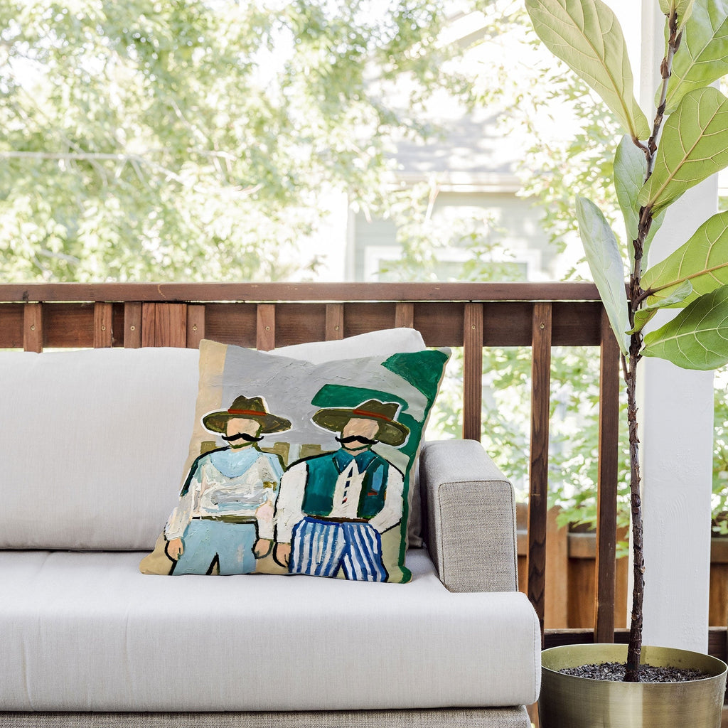 83 Oranges Side By Side Cowboy Edition Outdoor Throw Pillow