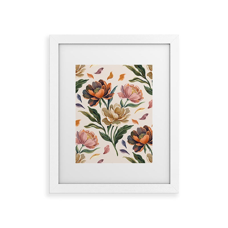 Marta Barragan Camarasa Hand Painted Peony Florals Framed Art Print