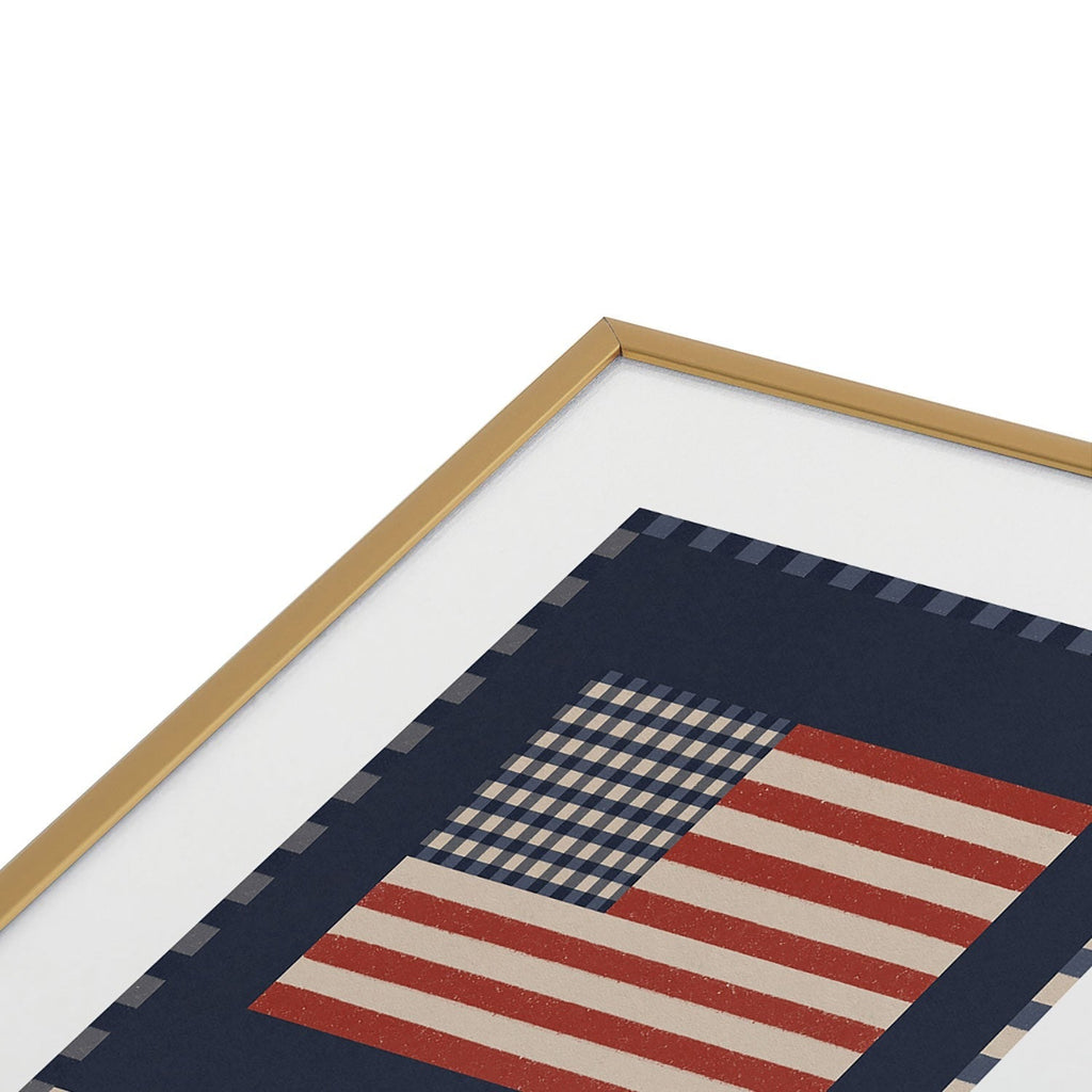 DENY Designs Gingham Flag Metal Framed Art Print