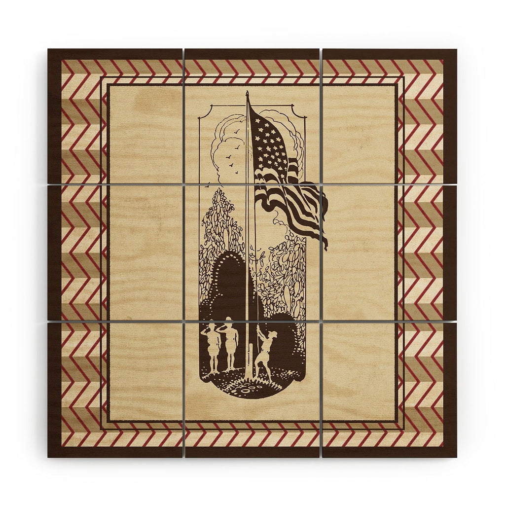 DENY Designs Flag Raisers Striped Square Wood Wall Mural