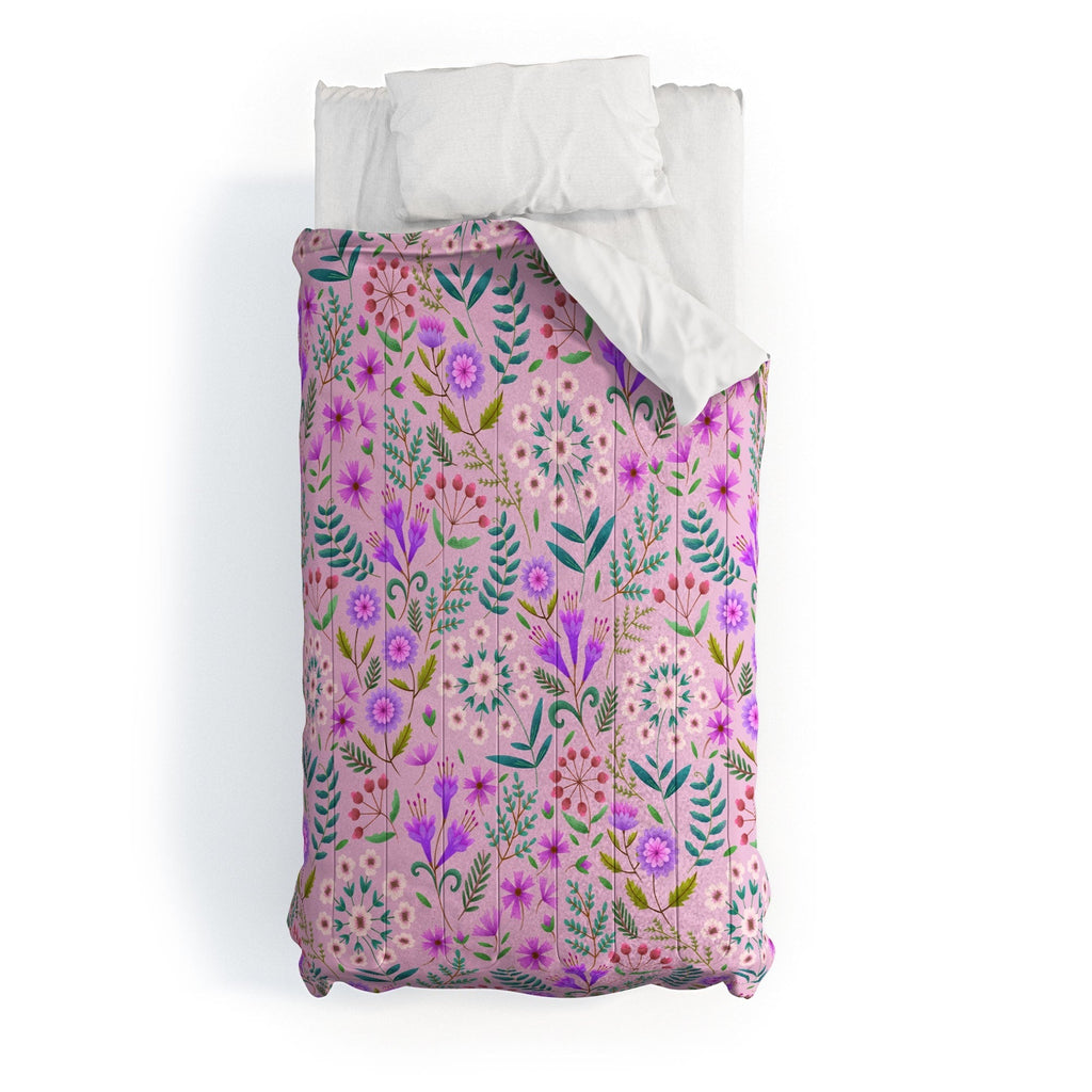 Pimlada Phuapradit Ditsy Purple Floral Half Drop Comforter