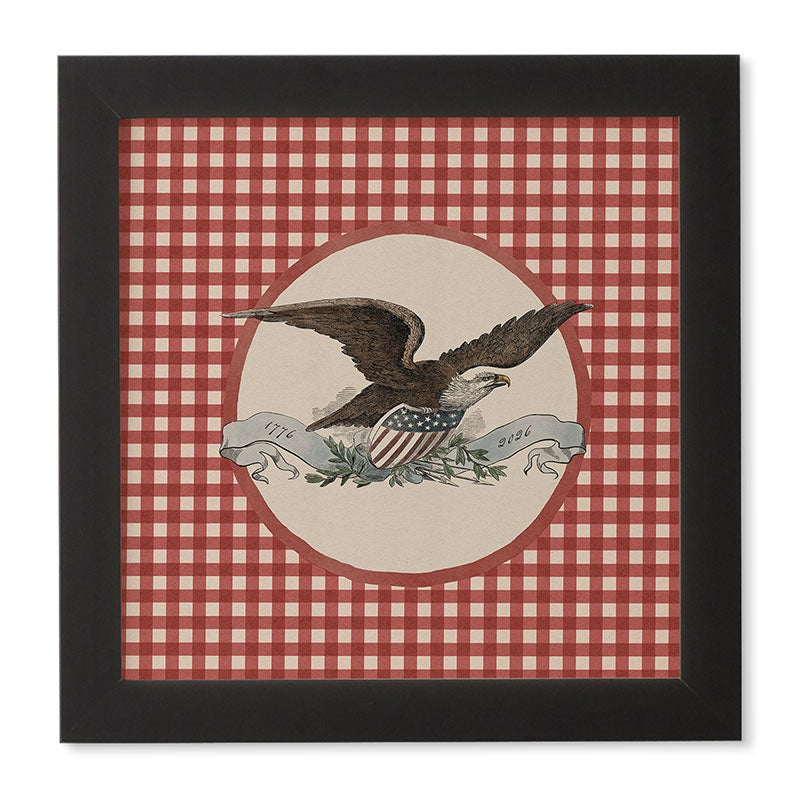 DENY Designs Gingham Eagle Framed Wall Art