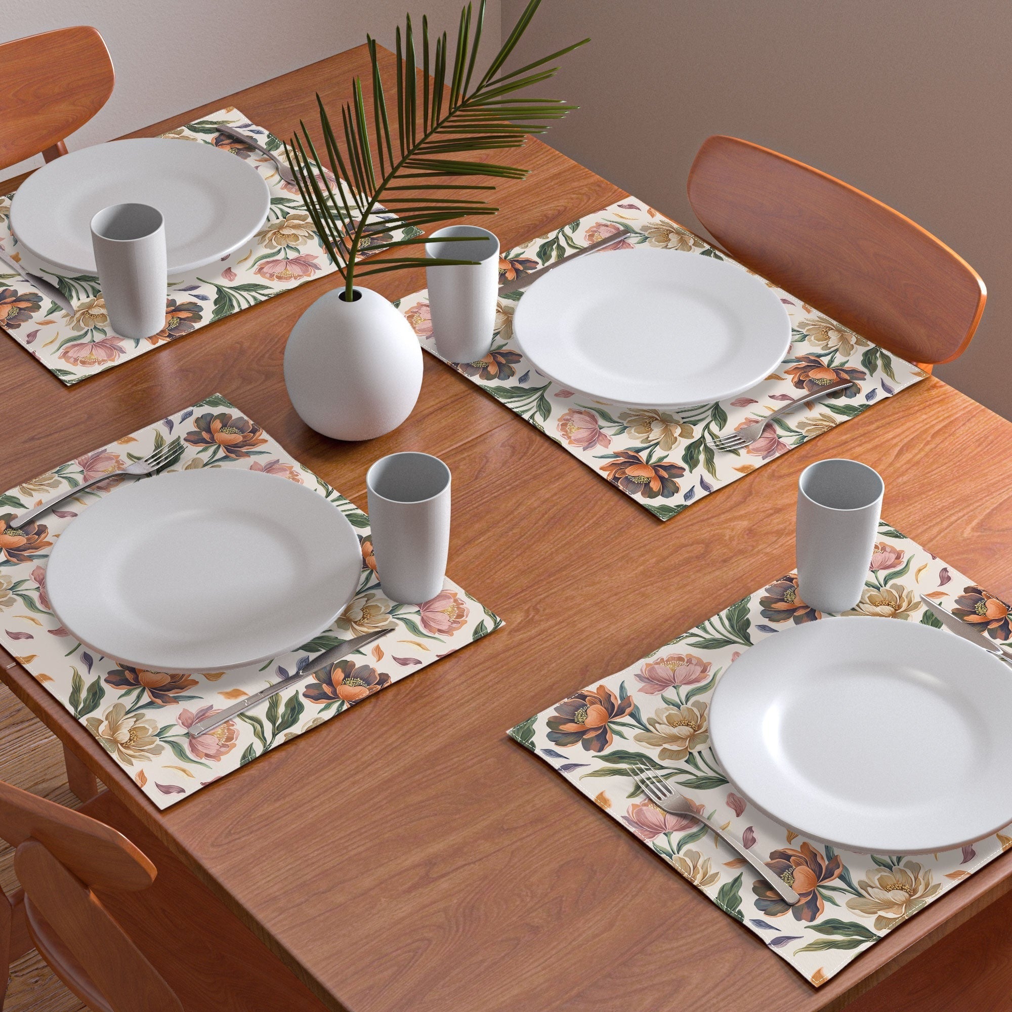 Marta Barragan Camarasa Hand Painted Peony Florals Placemat