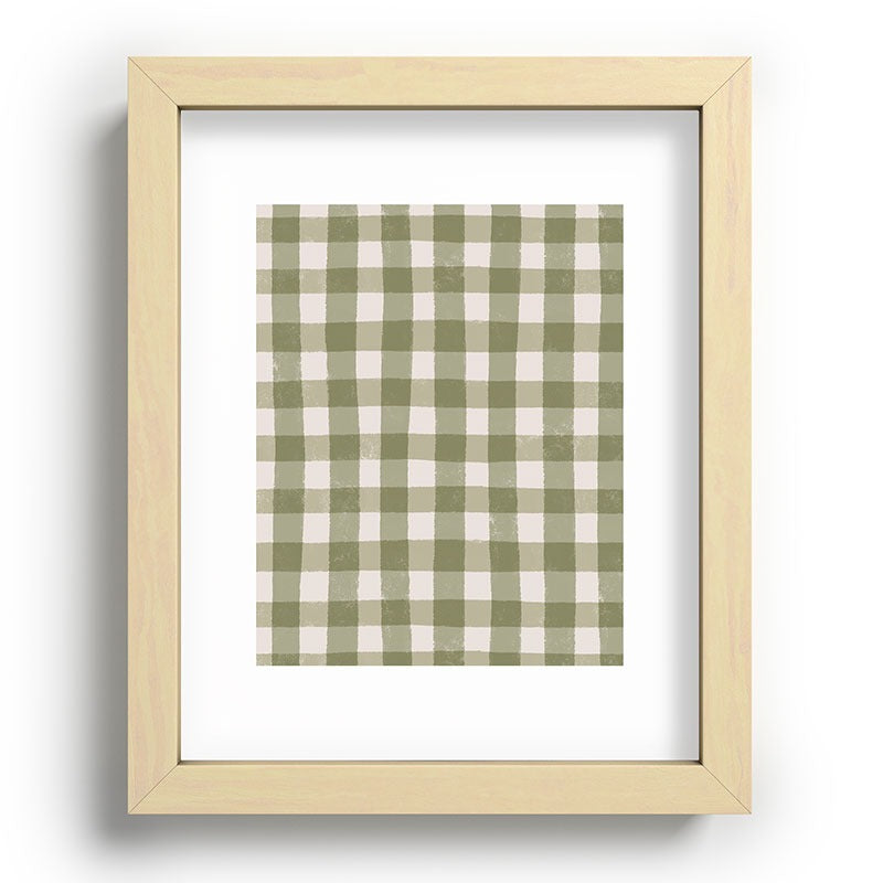 Menina Lisboa Rustic Green Plaid Recessed Framing Rectangle