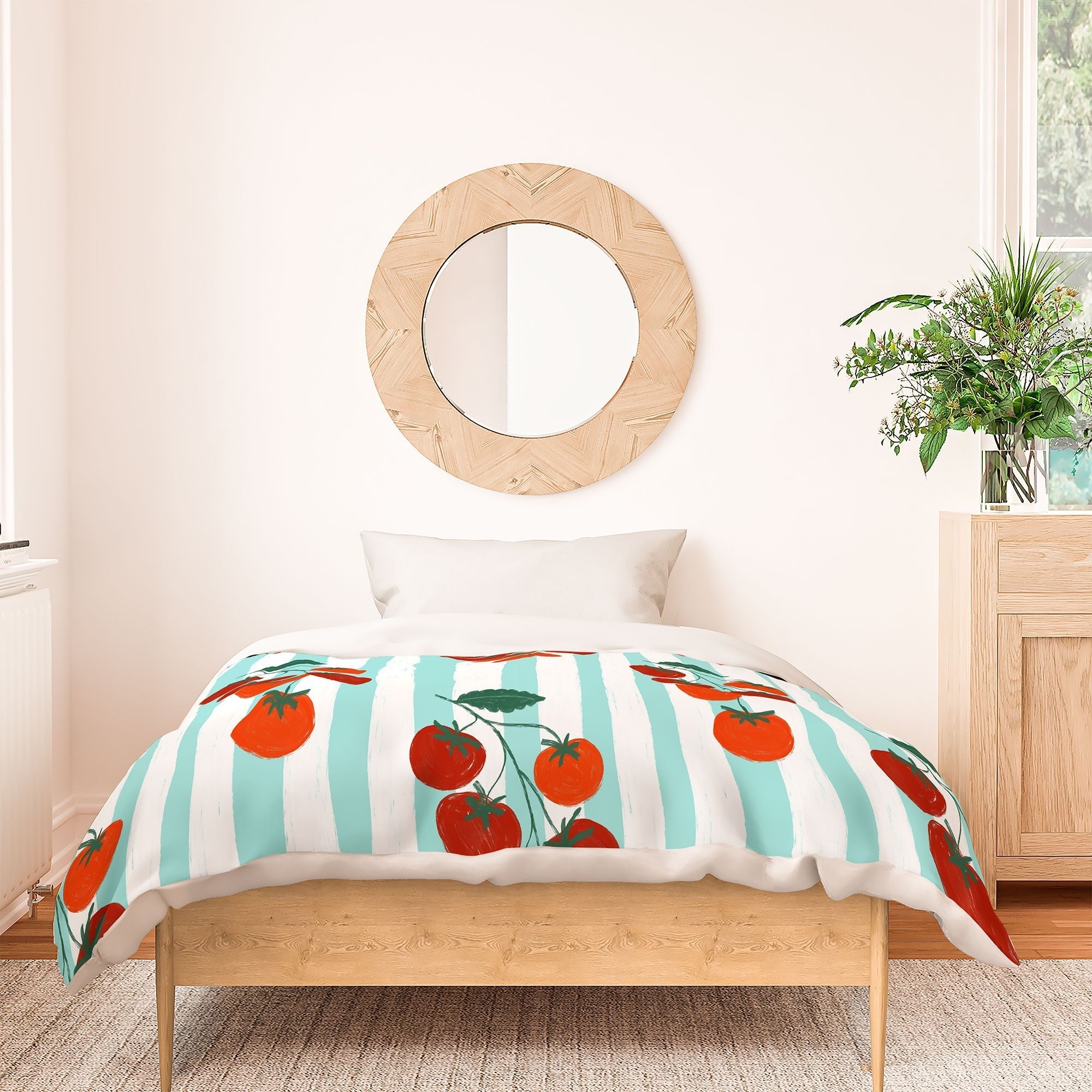 Design by Spark Zesty Tomatoes and Stripes Duvet Cover