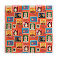 Design by Spark Classic Book Cat Stamps Wood Wall Mural