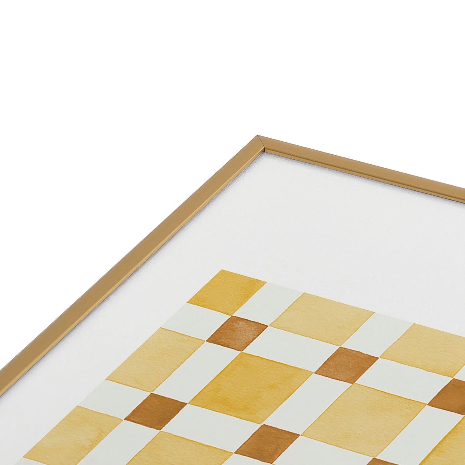 Ninola Design Everyday Artifact Checker Mosaic Tiles Geometry Yellow Metal Framed Art Print