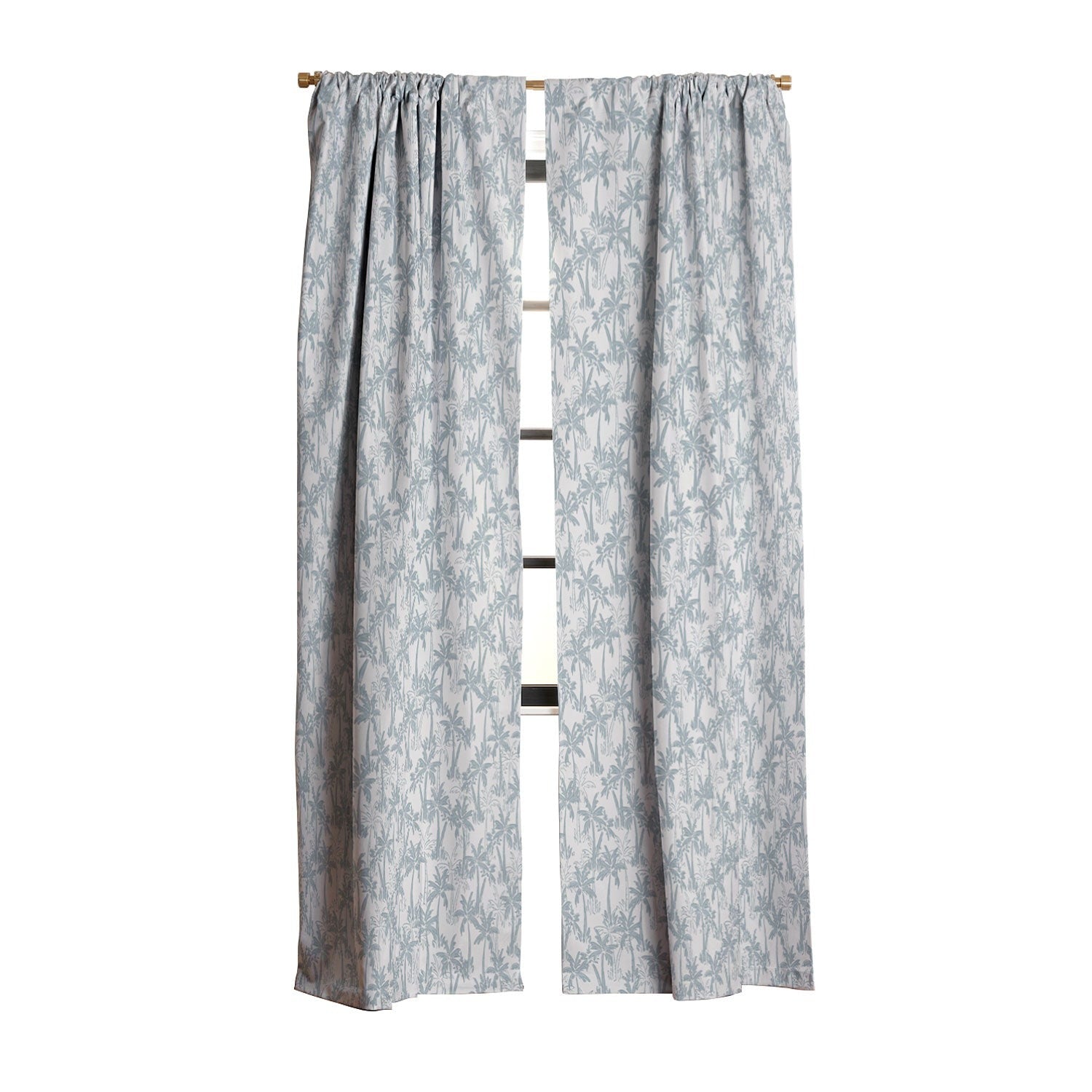 CoastL Studio Palm Forest Coastal Blue Blackout Window Curtain